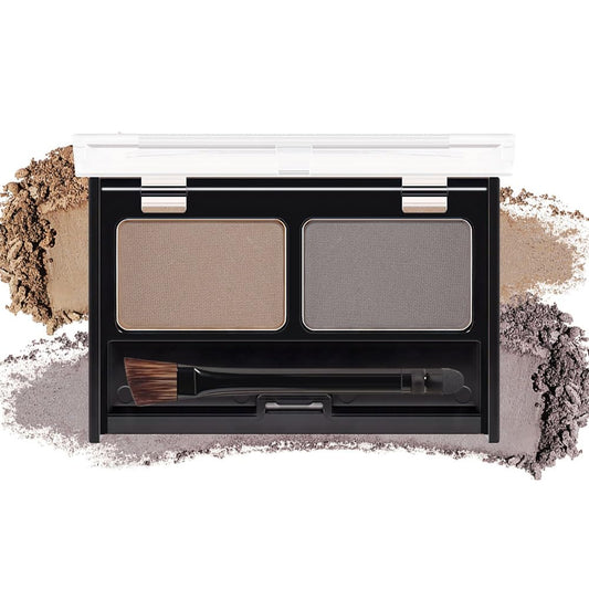 Eyebrow Powder Light Brown Gray Kit,Eye Brow Powder for Women with Double-ended Eyebrow Brush,Long-Lasting Waterproof Two Colors Brow Filler Get Full Defined Natural Brows,Powder Eyebrow Makeup