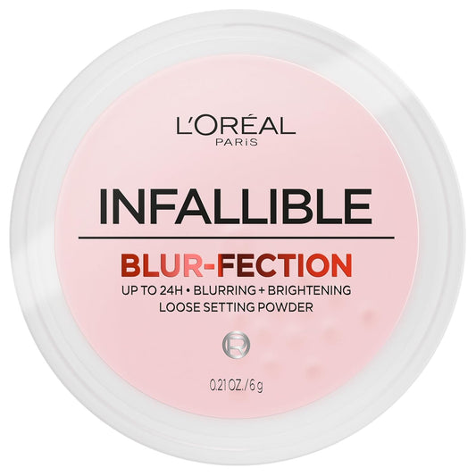L'Oreal Paris Infallible Blur-fection Longwear Loose Setting Powder, Blurring Face Powder With Up to 24HRs of Wear, Brightening Deep Pink, 1 Kit