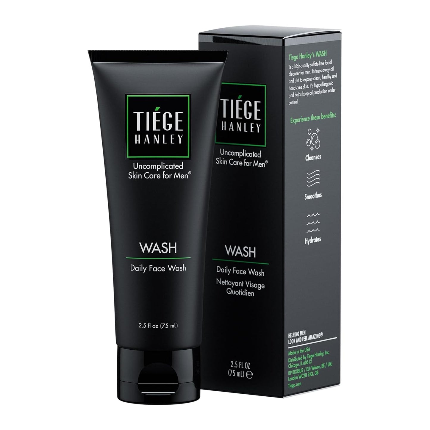 Tiege Hanley Daily Men's Face Wash - Gentle Fragrance-Free Cleansing Agent for Men - 2.5 Ounces