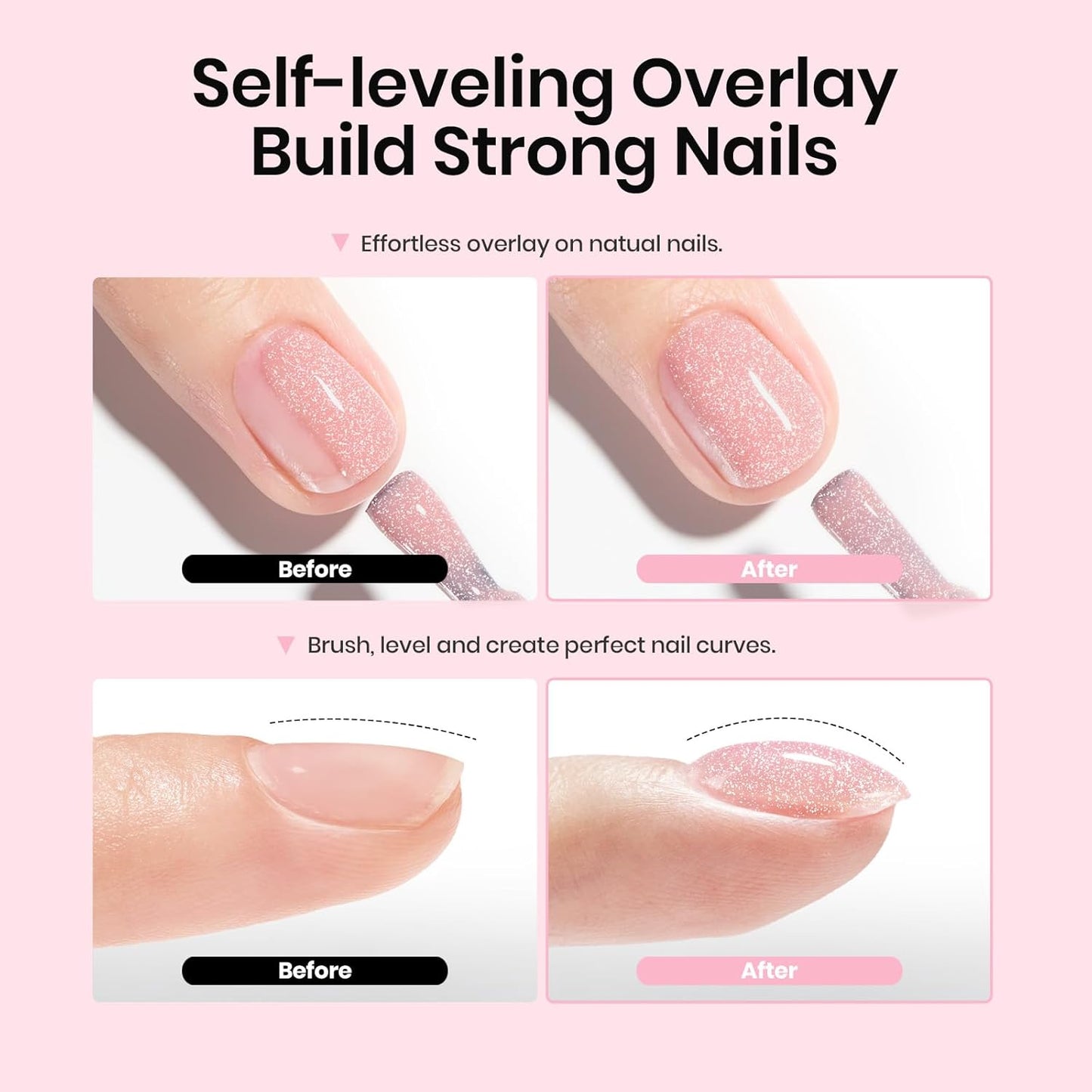 Beetles Base Color Gel Nail Polish Set – 6 Colors Nude Gel Polish, 5 in 1 Builder Rubber Base Coat, Self Leveling Soak Off Strengthening for Natural Nails and French Manicure