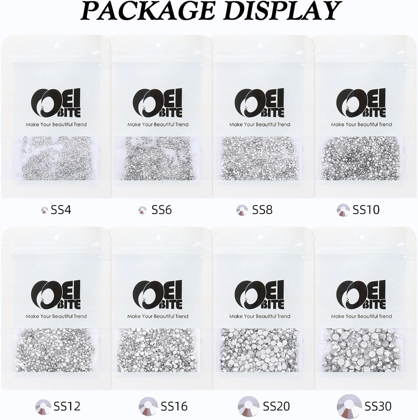 Silver Flatback Rhinestones, Glass Rhinestones for Nail Art and Craft, Glue Fix, Loose Crystal Gemstones(Silver, SS10, 1440pcs, 2.7-2.8mm)