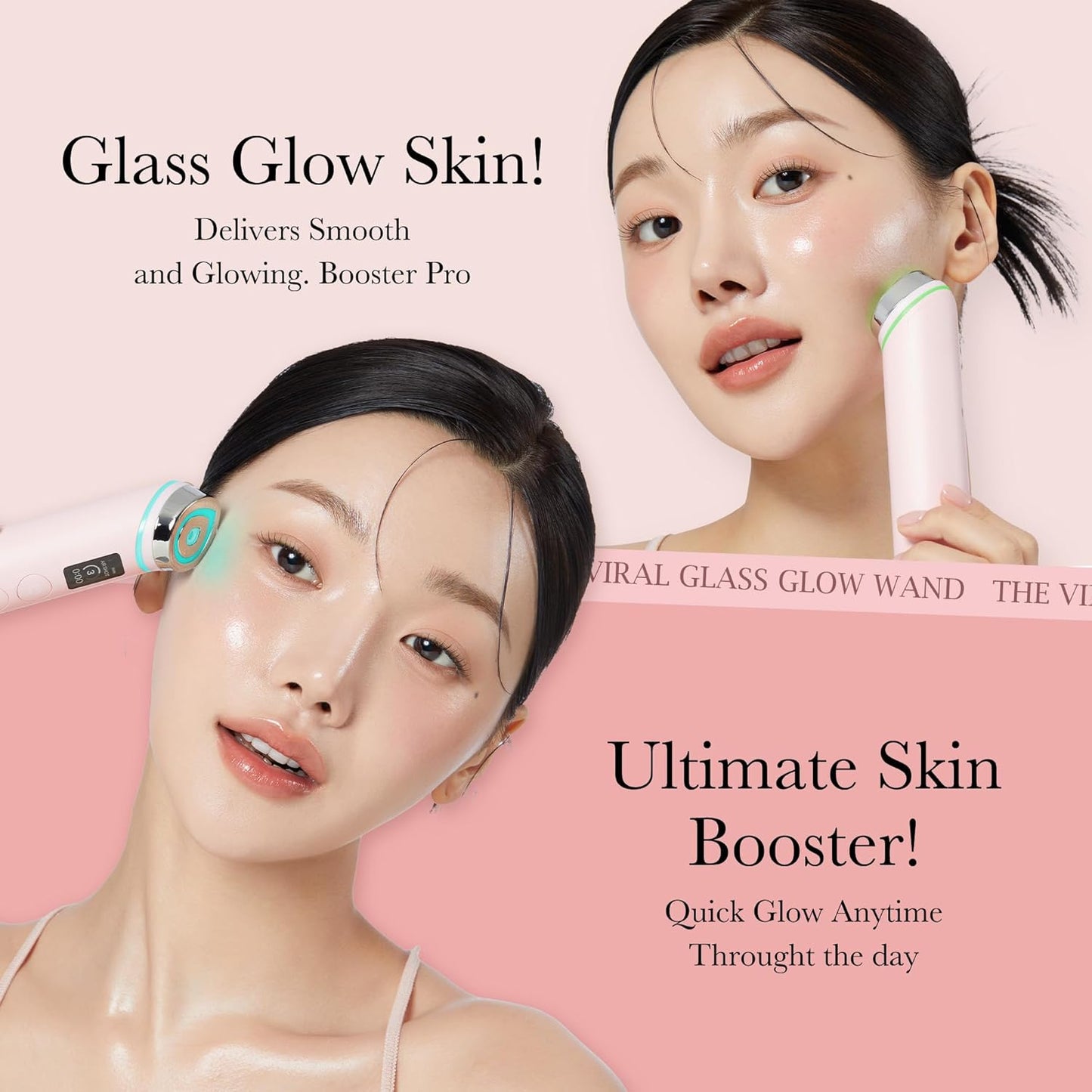 medicube Age-R Booster Pro Pink | 6-IN-1 Real Glass Glow Beauty Massager | Looking Glass Skin | Korean Skin Care