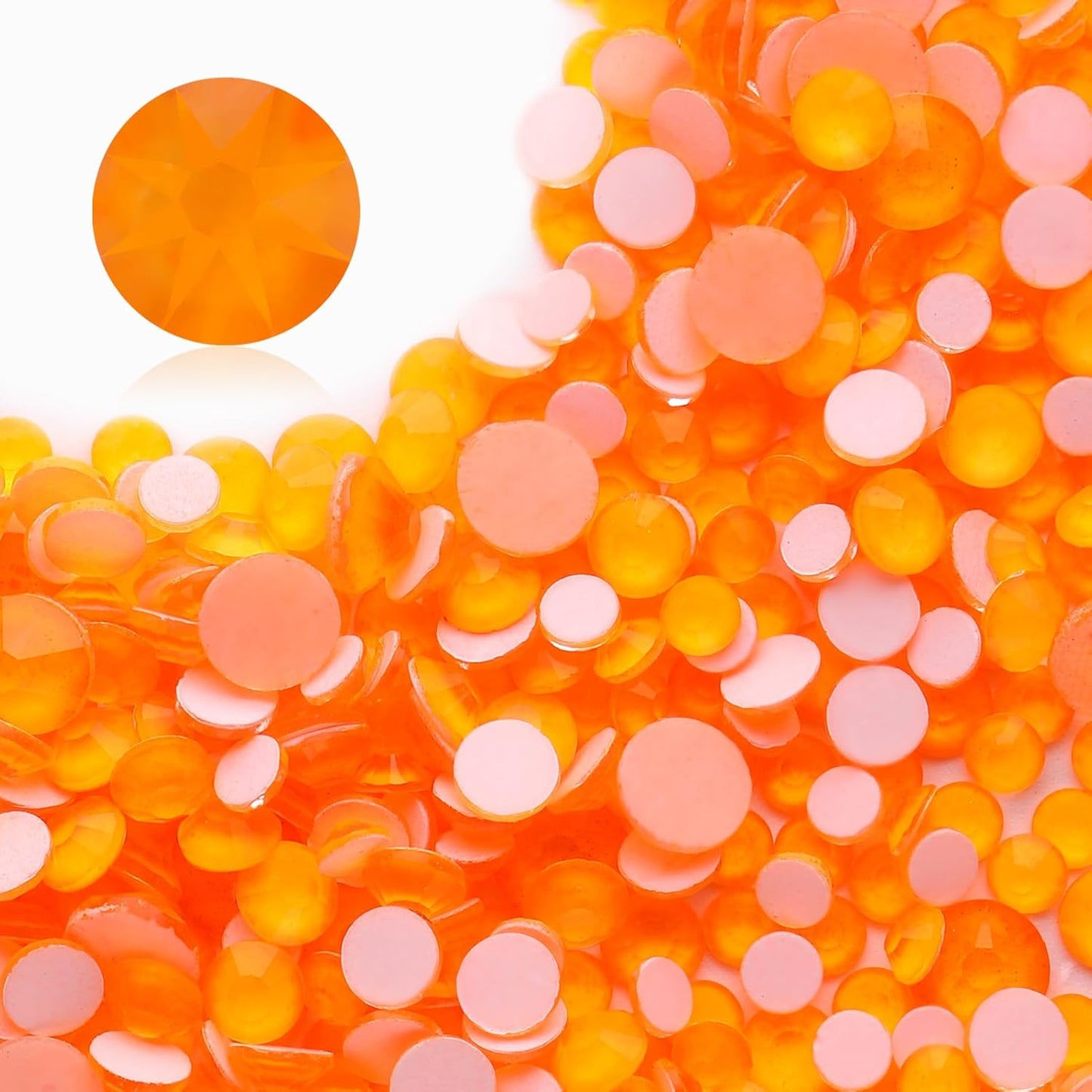 Neon Orange Flatback Rhinestones, Glass Rhinestones for Nail Art and Craft, Glue Fix, Loose Crystal Gemstones(Neon Orange, SS12, 1440pcs, 2.9-3.0mm)