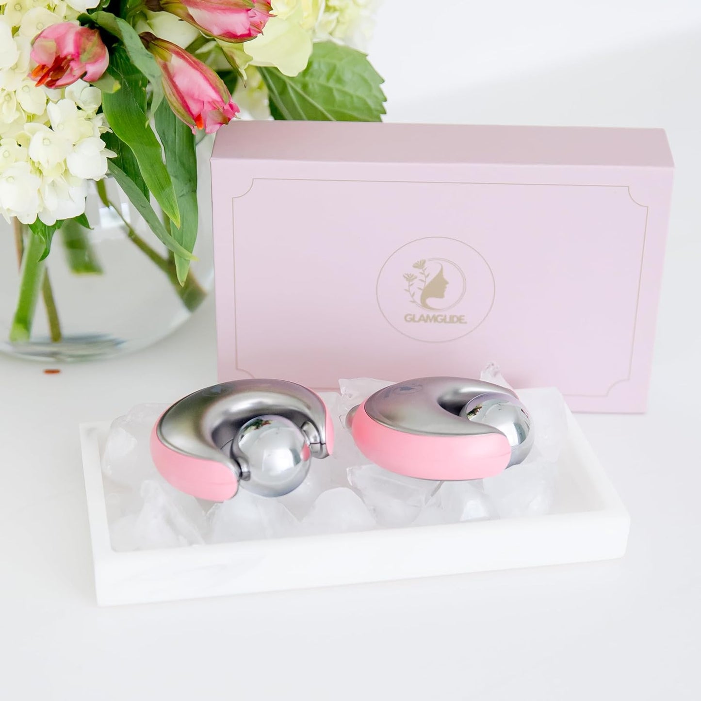 Cryo-Infused Ice Roller for Face Women Pack of 2 - Ergonomic Facial Ice Roller for Eyes, Cheeks, Nose, Mouth, Neck - Travel Freezer Face Depuffer Massager - Skincare Beauty Ice Globes for Face