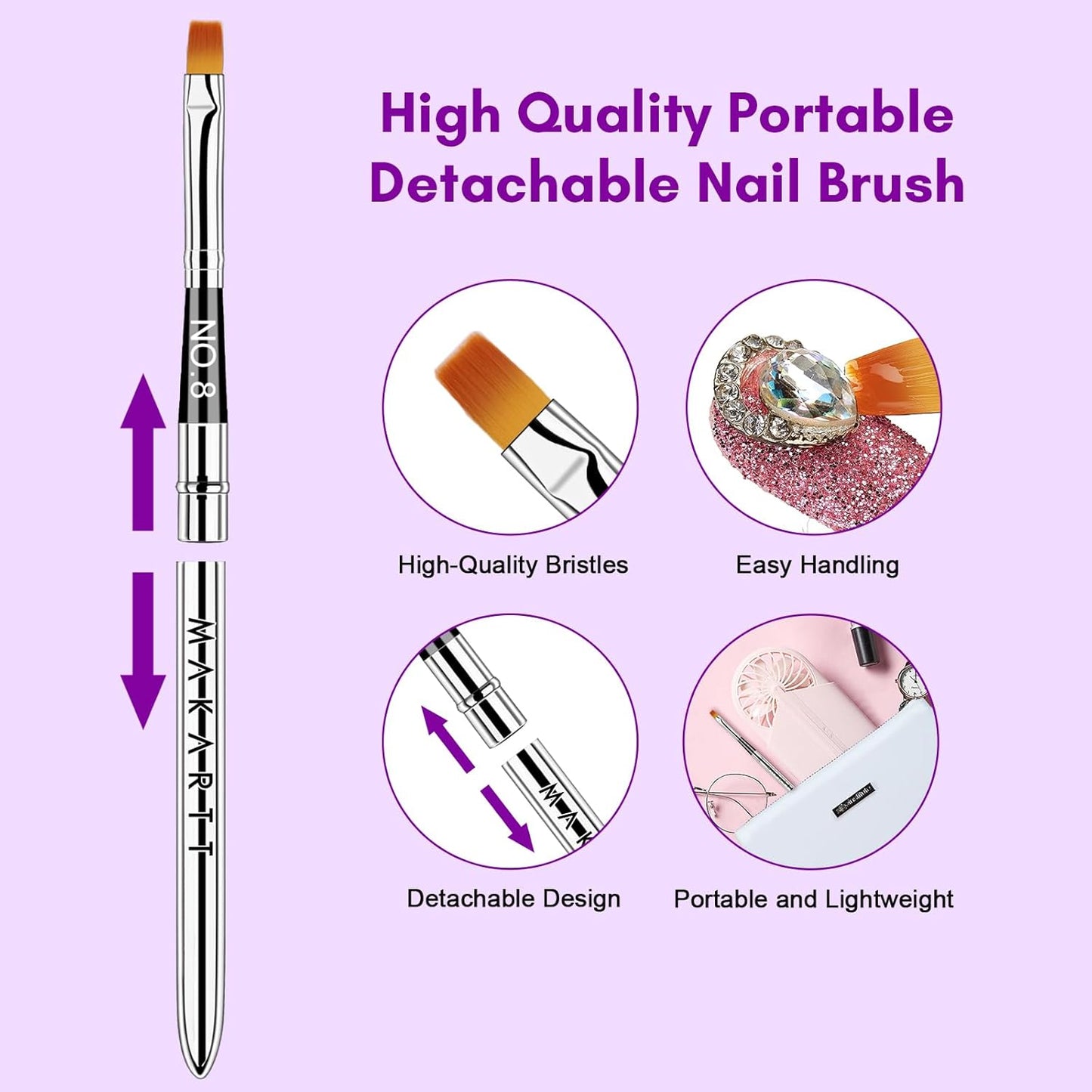 Makartt Rhinestone Glue for Nails, 15ml Clear Nail Gem Adhesive with Brush Kit for 3D DIY Decorations, Super Strong Bling Gel for Jewelry Diamonds