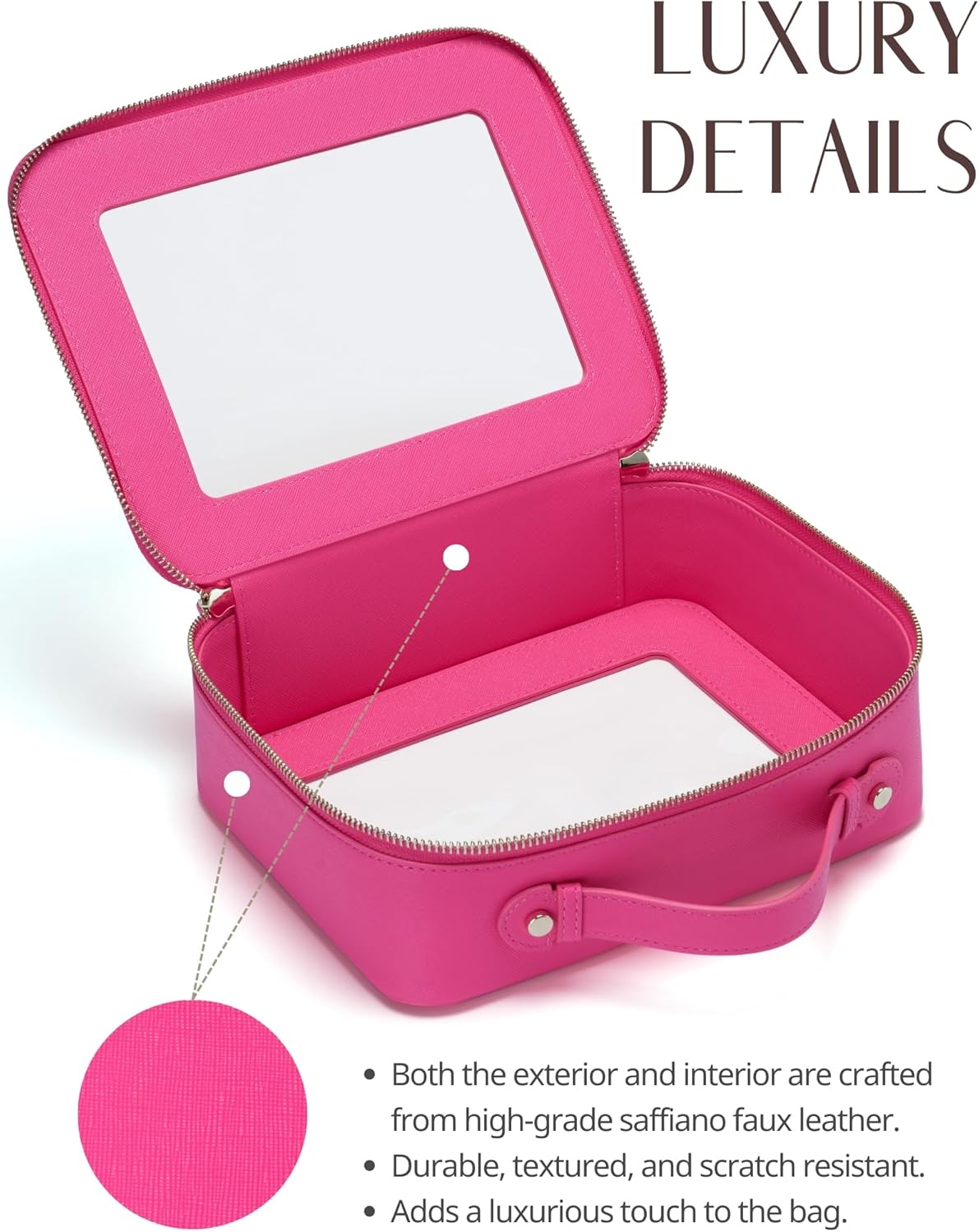 Popvibe Clear Makeup Bag Travel Cosmetic Case Transparent Toiletry Bag with Zipper, Portable Make Up Organizer Traveling Compact Car Bag for Essentials