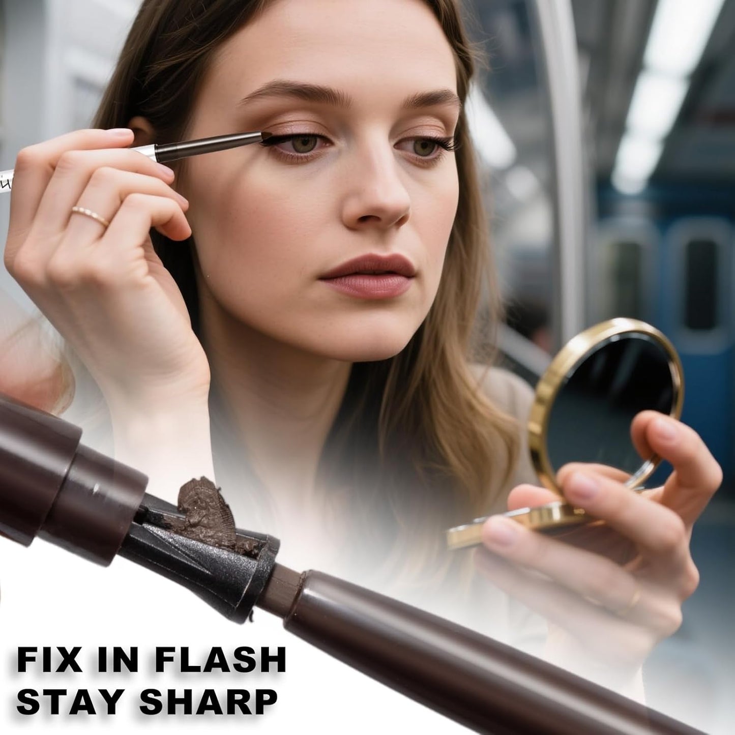 Mechanical Gel Eyeliner Pencil with a High-Pigment, Waterproof & Smudge-resistant, Glide Tip Eye Makeup with Up to 24HR Wear, Waterline Eye Liner with Built-in Sharpener (Dark brown)