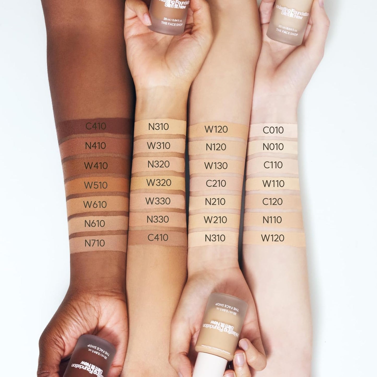 THE FACE SHOP Ink Lasting Liquid Foundation, Full Coverage, 72‑Hour Wear Semi‑Matte Finish, Makeup with Bakuchiol, W110 Vanilla, 0.84 Fl. Oz.