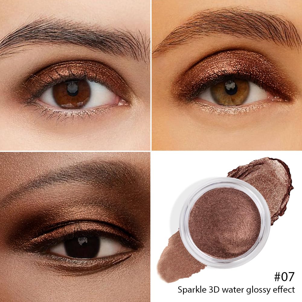 Cream Glitter Brown Shimmer Metallic Eyeshadow Palette Makeup, Natural Single Mini Instant Holographic Eyeshadow For Women, Sombras Crema Para Ojos, Talc, Paraben & Cruelty Free
