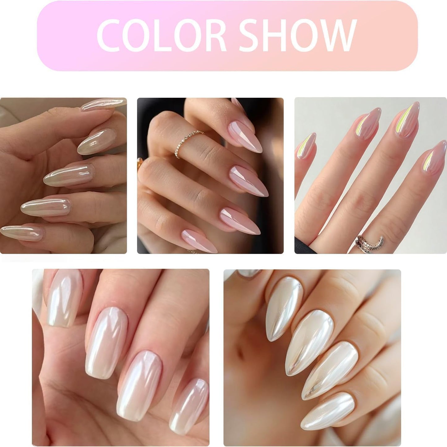 Chrome Nail Powder BISHENGYF - White Yellow Nail Chrome for Nail Art Non-Sticky Hand Hard Gel with Powder for Nails Art Home DIY