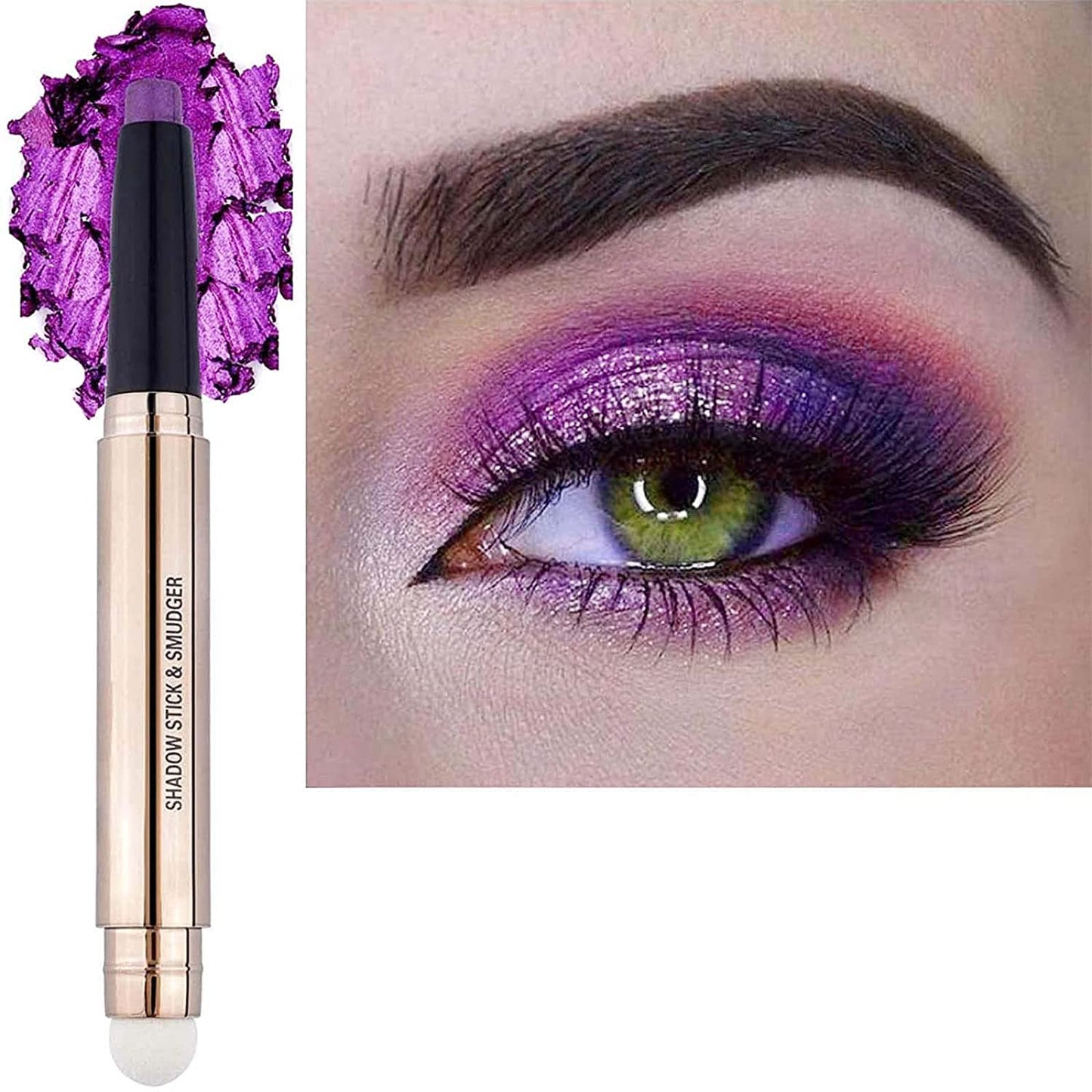 Purple Eyeshadow Stick, Cream Smooth Shimmer Eyeshadow Pencil Makeup, Hypoallergenic Waterproof Long Lasting Eye Shadow Highlighter Stick Create Multi-Dimension Eyes Look(Violets Shimmer #08)