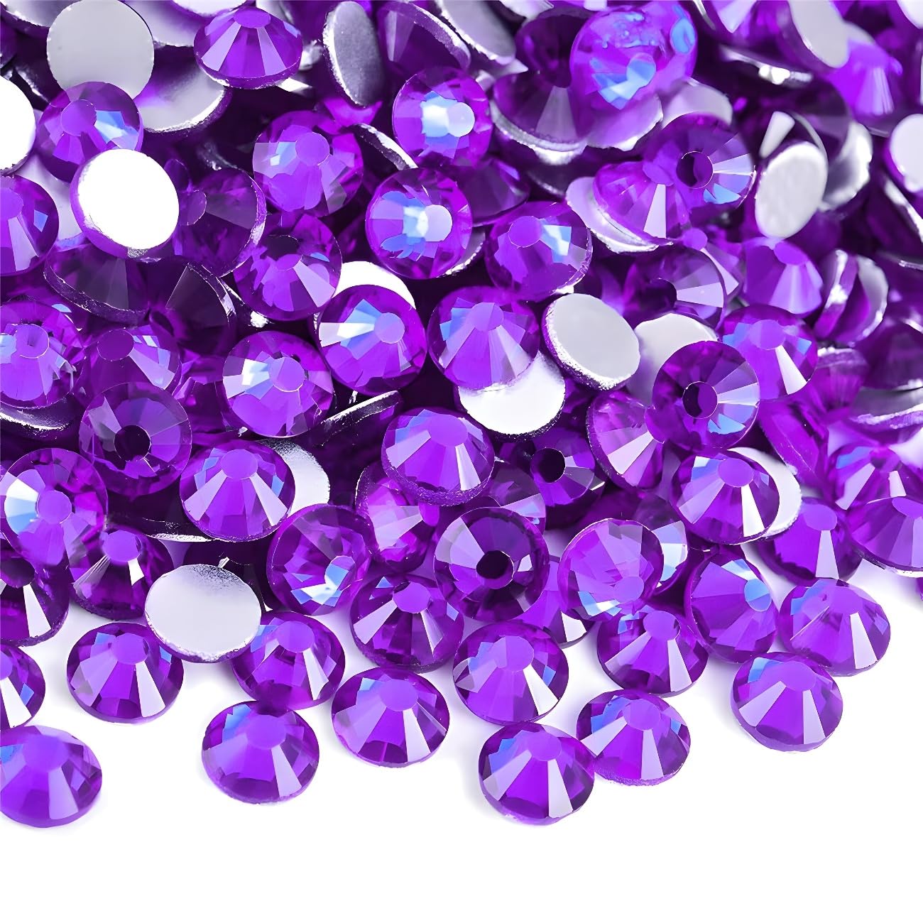 Flatback Rhinestones Round Gems for Nails Art and Crafts 2000Pcs SS16 4mm Glitter Crystals Stone DIY Bags Clothes Shoes (Purple)