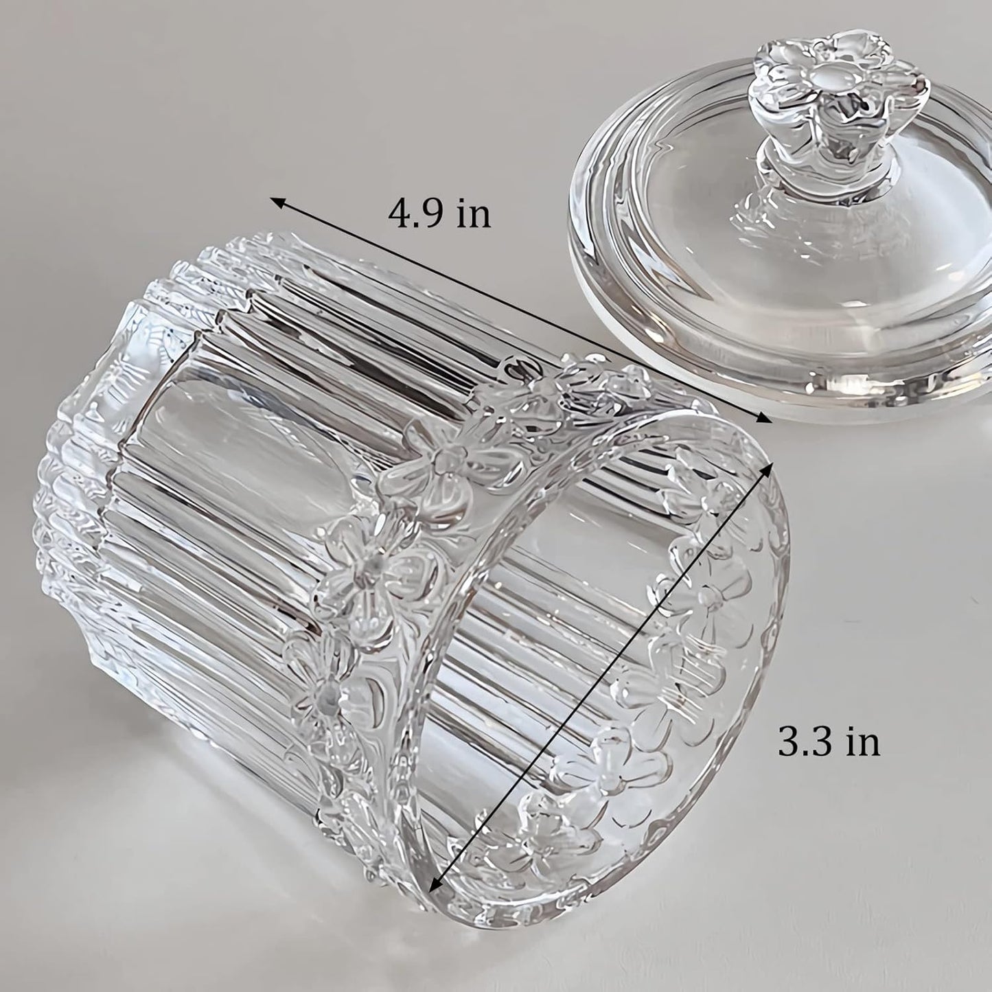 2 Pack Qtip Holder Glass Apothecary Jars with Lids Bathroom Accessories Vanity Organizers and Makeup Storage Canister for Cotton Swabs, Balls, Pads, Floss Picks, Candy, Clear