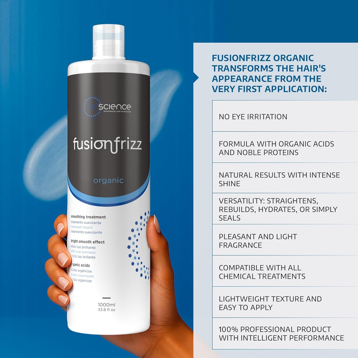 Fusionfrizz Organic Keratina Para Alisar el Pelo, Frizz Control Hair Care Products, Keratina Orgánica para Alisar el Pelo, Brazilian Keratin Treatment, Vegan Keratin Hair Treatment 16.9 FlOz