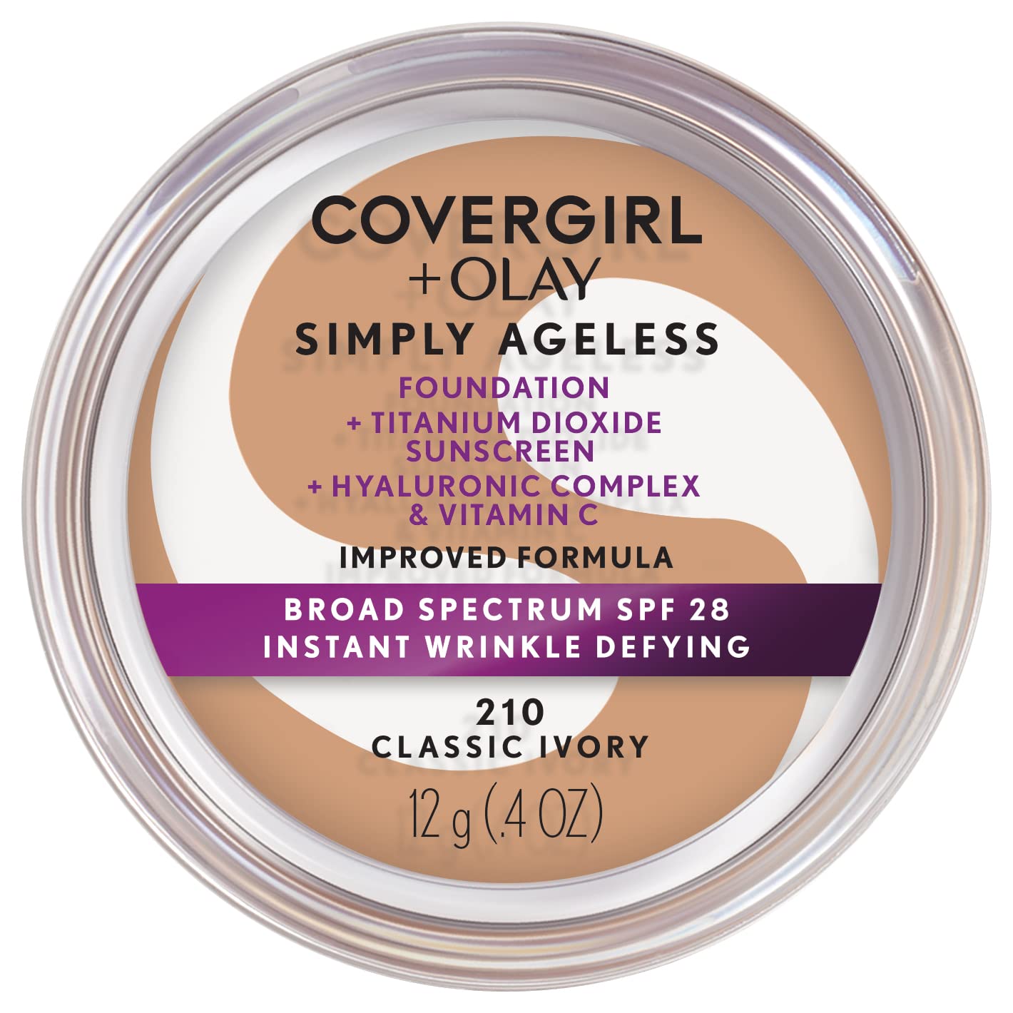 COVERGIRL+OLAY Simply Ageless Instant Wrinkle-Defying Foundation 210 Classic Ivory 0.44 Fl Oz & Simply Ageless 3-in-1 Liquid Foundation Classic Ivory