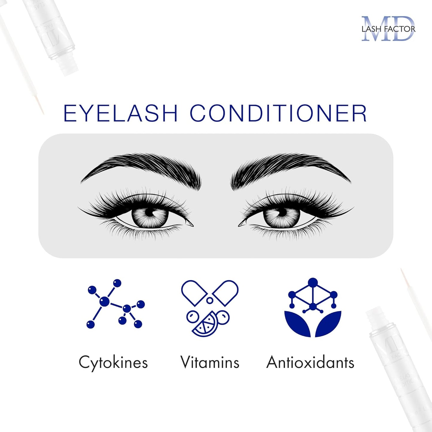 MD Lash Factor Eyelash Conditioner – 0.2 fl oz, 6-Month Supply – Peptide + Biotin Serum for Fuller, Thicker Lashes, Ophthalmologist-Tested