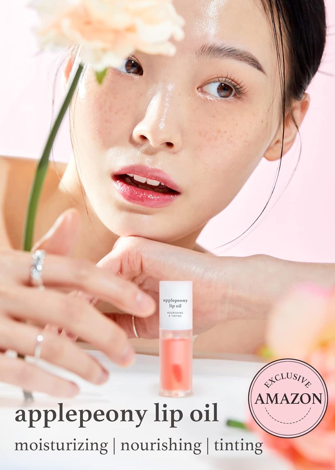 NOONI Korean Vegan Lip Oil - Applepeony, 0.12 Fl Oz + Korean Lip Oil - Applecranberry, 0.12 Fl Oz Bundle