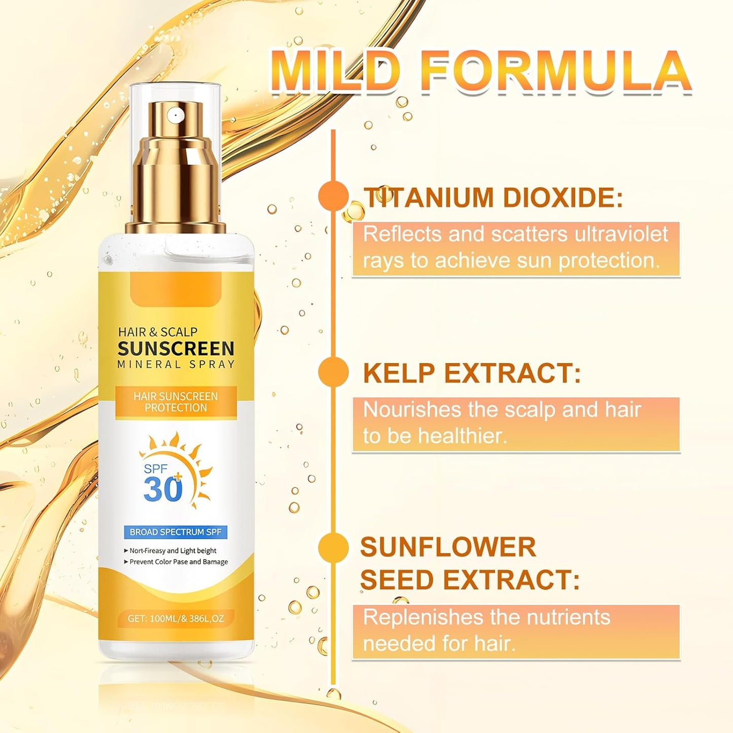 Ultimate Hair & Scalp Sunscreen Spray SPF 30, Color-Safe UV Blocker for Dyed Hair, Weightless Invisible Mist for Non-Greasy Protection, Beach-Pool-Daily Essential