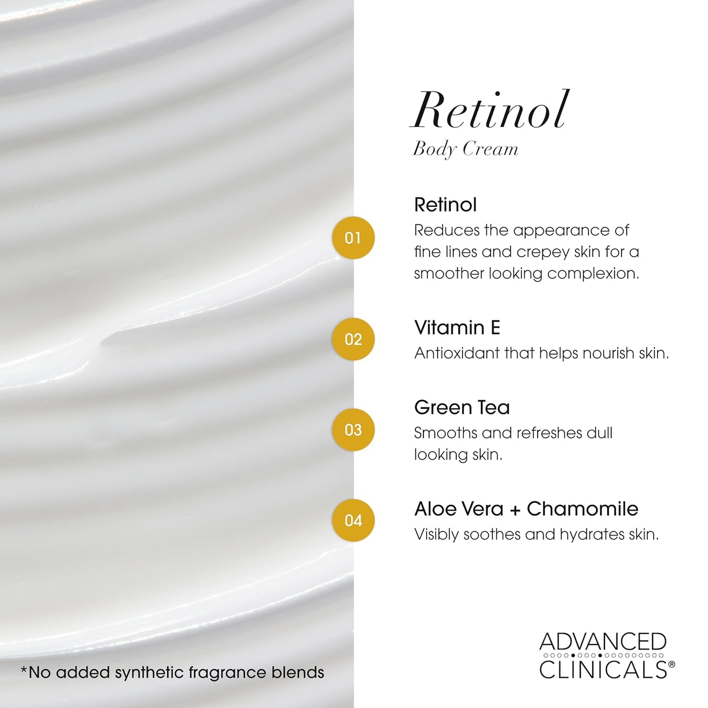 Advanced Clinicals Retinol Body Lotion & Face Moisturizer | Visible Anti Aging Skin Care Retinol Body Cream For Women & Men Targets Look Of Fine Lines, Wrinkles & Crepe Looking Dry Skin, 16OZ, 2-Pack