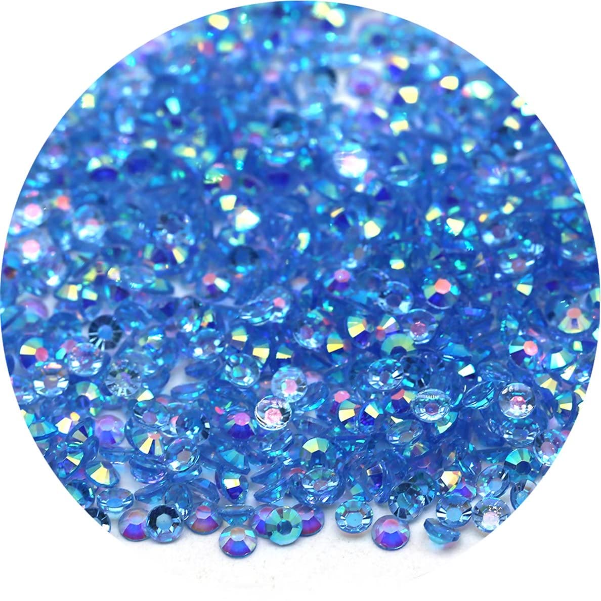 1440 Pcs SS20 5mm AB Flatback Rhinestones for Nails Art Crafts Transparent Glitter Round Gems Crystals DIY Clothes Shoes(Clear Light Sapphire AB)