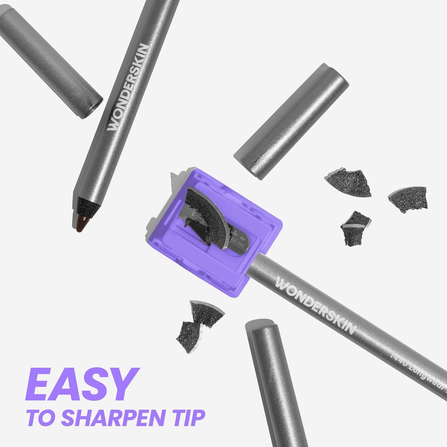 Wonderskin Eyeliner Pencil, 1440 Longwear Deep Black Eyeliner Pencil - Waterproof, Sharpenable & Smudge Proof
