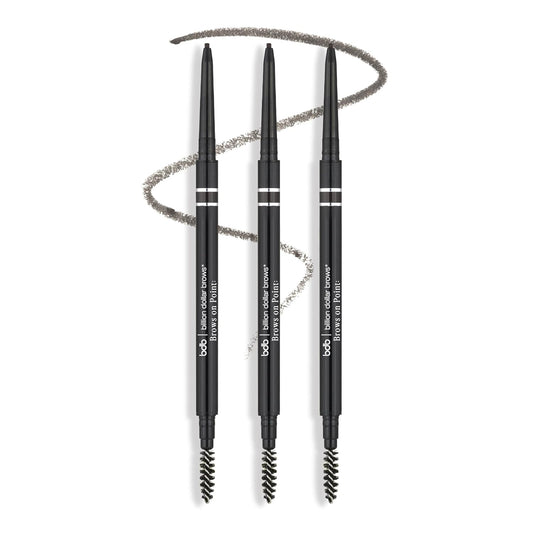 bdb Brows on Point Micro Brow Pencil - Precision Tip & Spoolie, Waterproof, Define Shape & Fill Brows, Black Raven, 3-Pack
