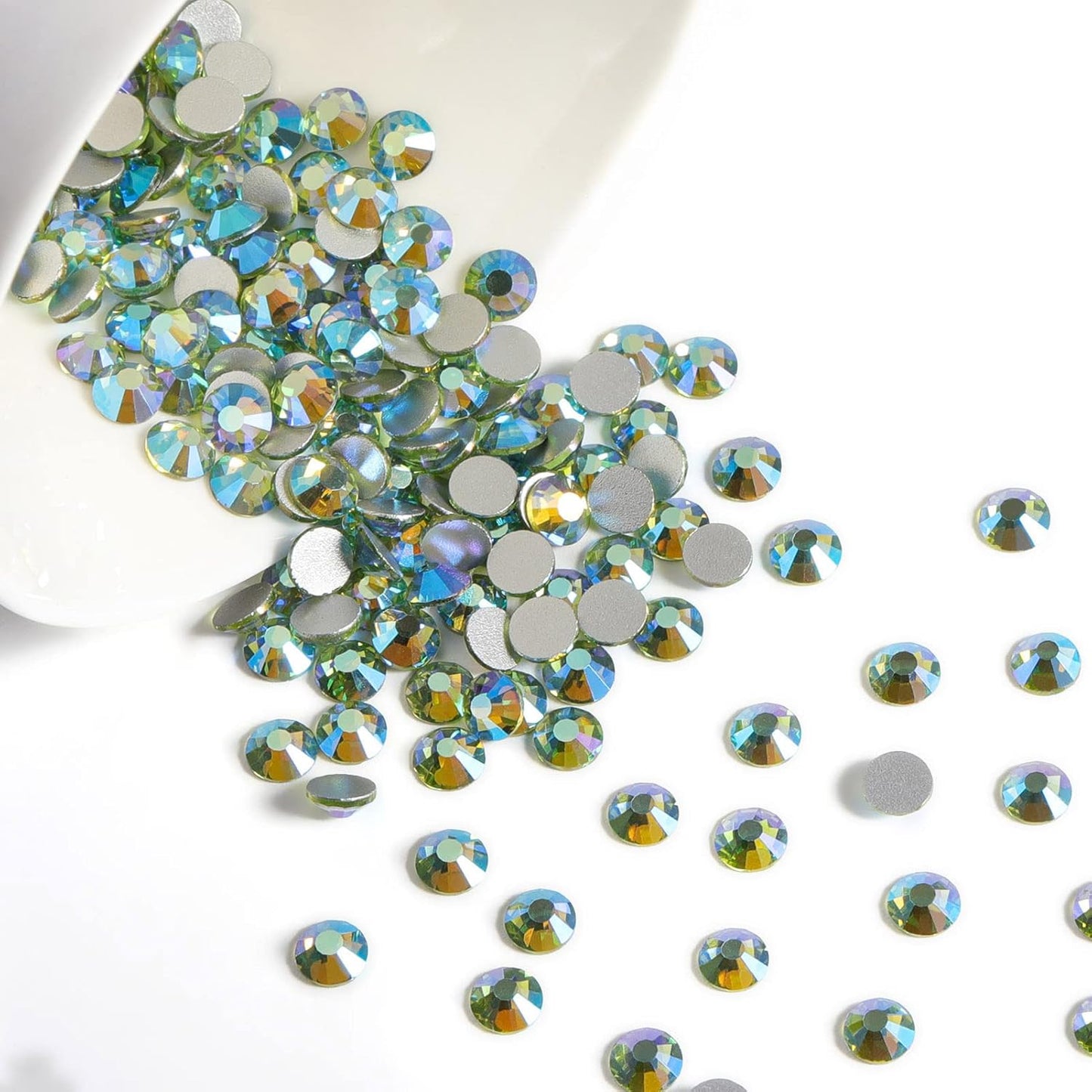 Beadsland 1440 Pieces Flat Back Crystal Rhinestones Round Gems,Peridot AB,SS10,2.7-2.9mm