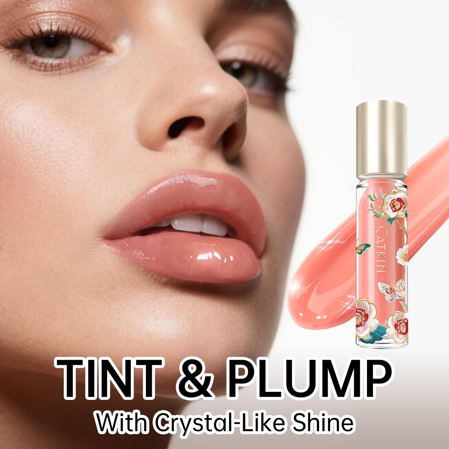 Catkin Lip Plumper Gloss, Tinted Lip Serum with Hyaluronic Acid & Jojoba Oil, Non-sticky Volumizing Hydrating Formula for a High Shine Maximum 3D Look, Plump & Soft Lips 0.12 Fl Oz - C09 Cherry Ruby