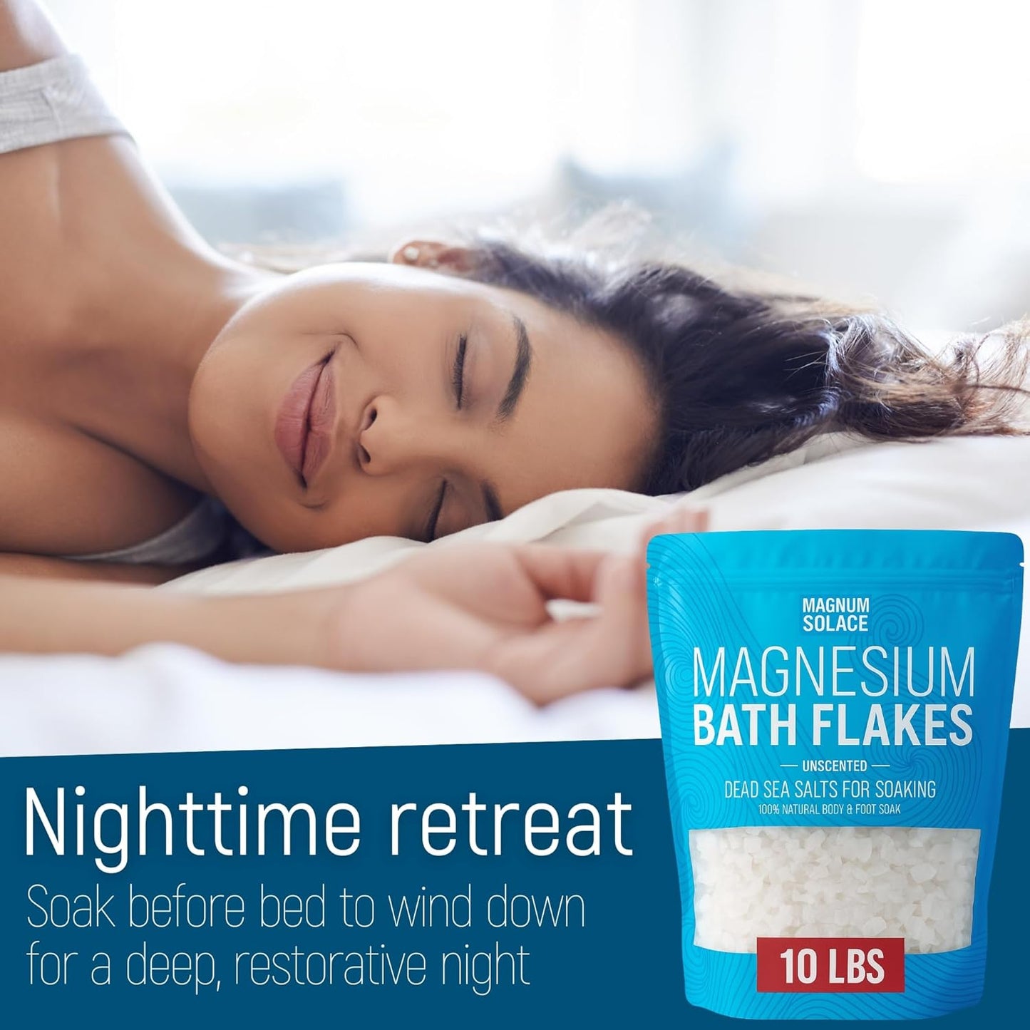 Magnesium Flakes for Bath - Magnesium Chloride Flakes - Dead Sea Salts for Soaking, 10 LBS