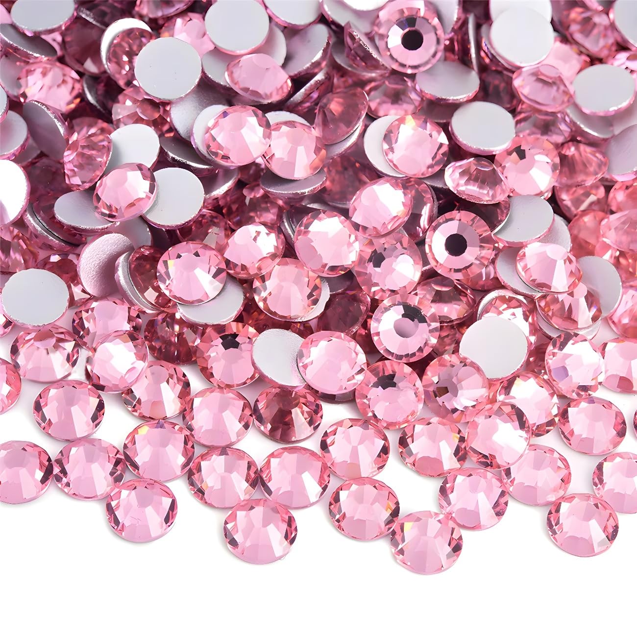 Flatback Rhinestones Round Gems for Nails Art and Crafts 620Pcs SS30 6mm Glitter Crystals Stone DIY Bags Clothes Shoes (Pink)