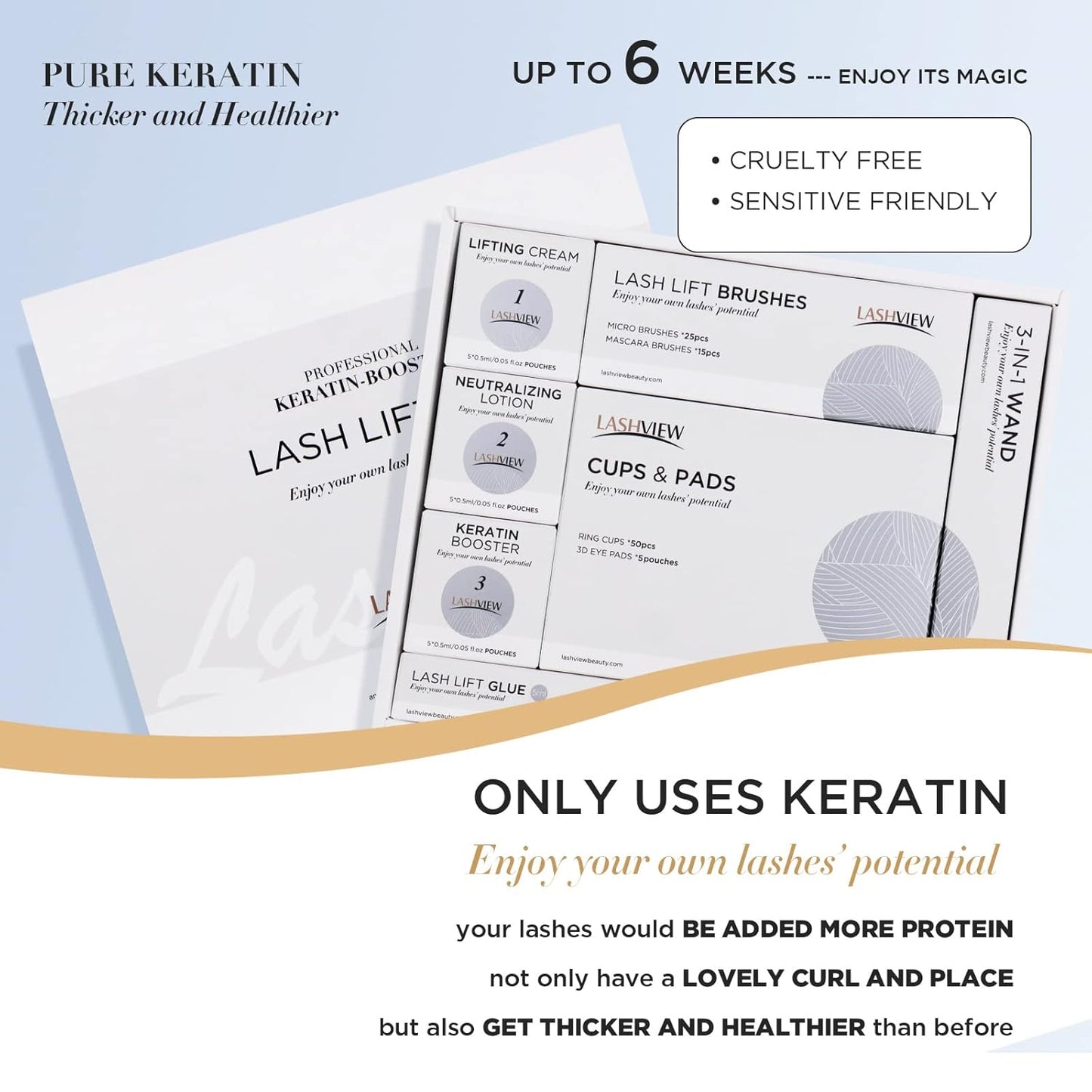 LASHVIEW Lash Lift Kit,Professional Eyelash Perm Kit,Liquid Set,Semi-Permanent,Curling Perming,Wave Lift Extension Perm Set,5 Times