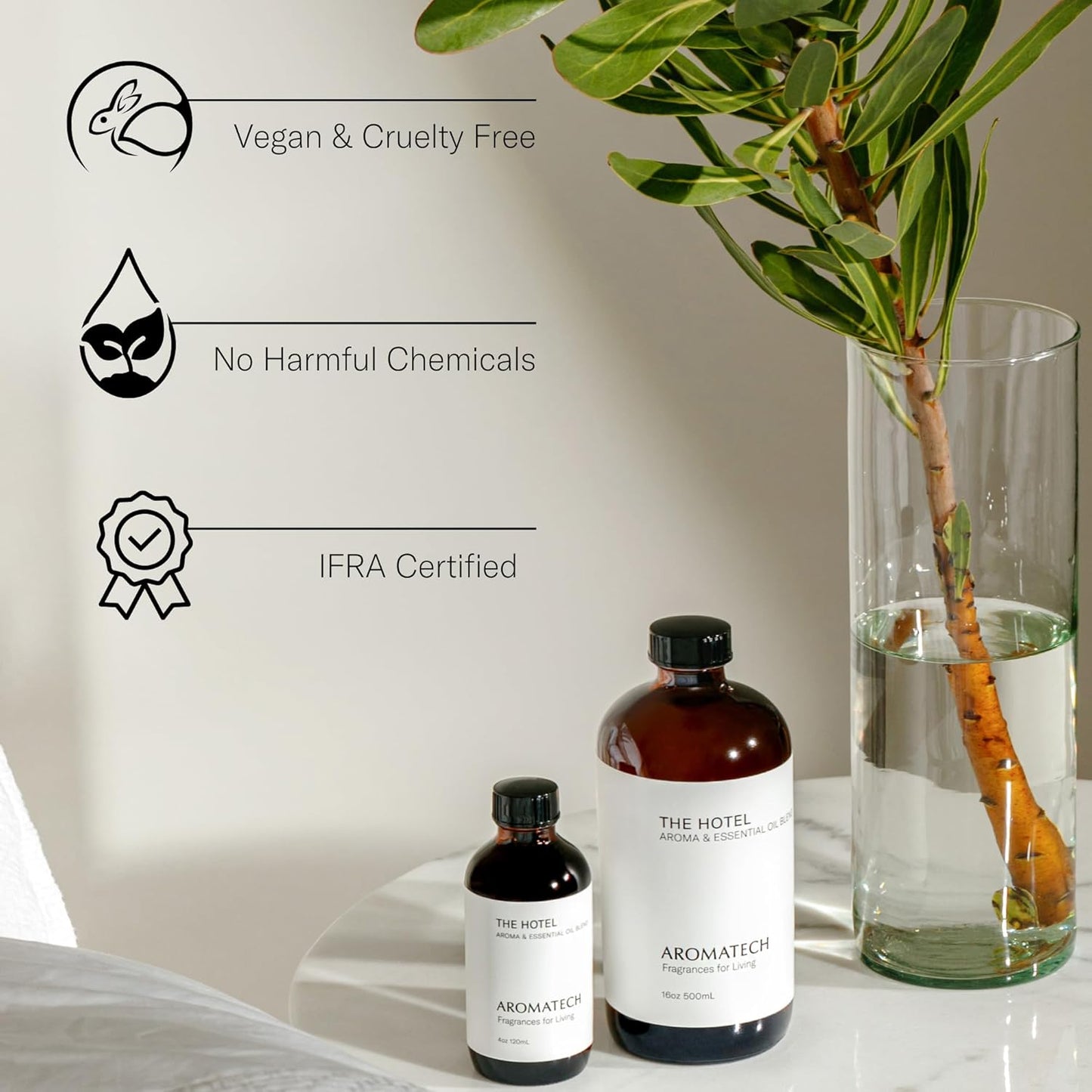 AromaTech The Hotel Aroma Essential Oil Blend: Luxury Hotel Inspired Aromatherapy with Lemon, Lavender, Peach & Pine for Ultrasonic Diffusers & Nebulizers - 16 fl oz, 500 mL