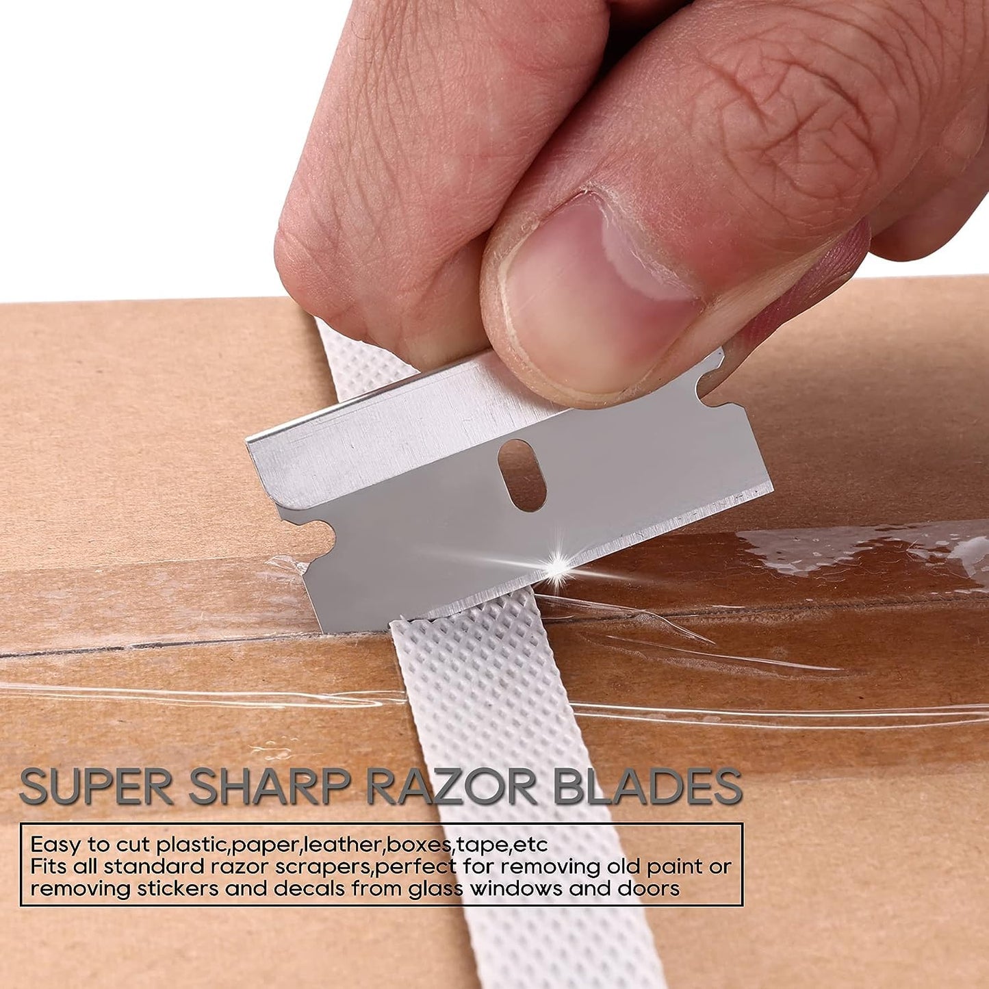 REXBETI 400PCS Single Edge Razor Blades, Industrial Scraper Razor Blades, One Edge Razor Blade, Replacement Box Cutter Blades, Suitable for Removing Labels, Decals, Stickers