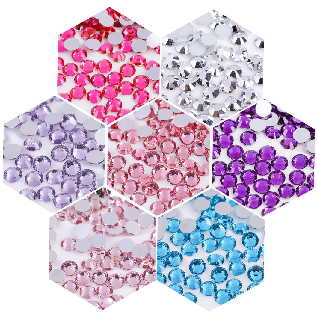 3000 Pieces SS12 3mm Flatback Rhinestones Clear Glass Round Gems Crystals for Nail Art DIY Crafts Clothes Shoes Bags （Rose Red）