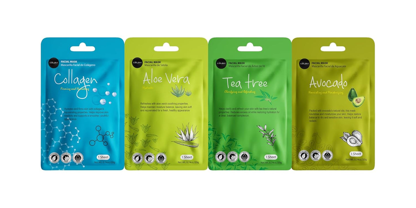 Celavi Essence Facial Face Mask K-Beauty Skincare Korea Skin Care Moisturizing 12 Pack B Set