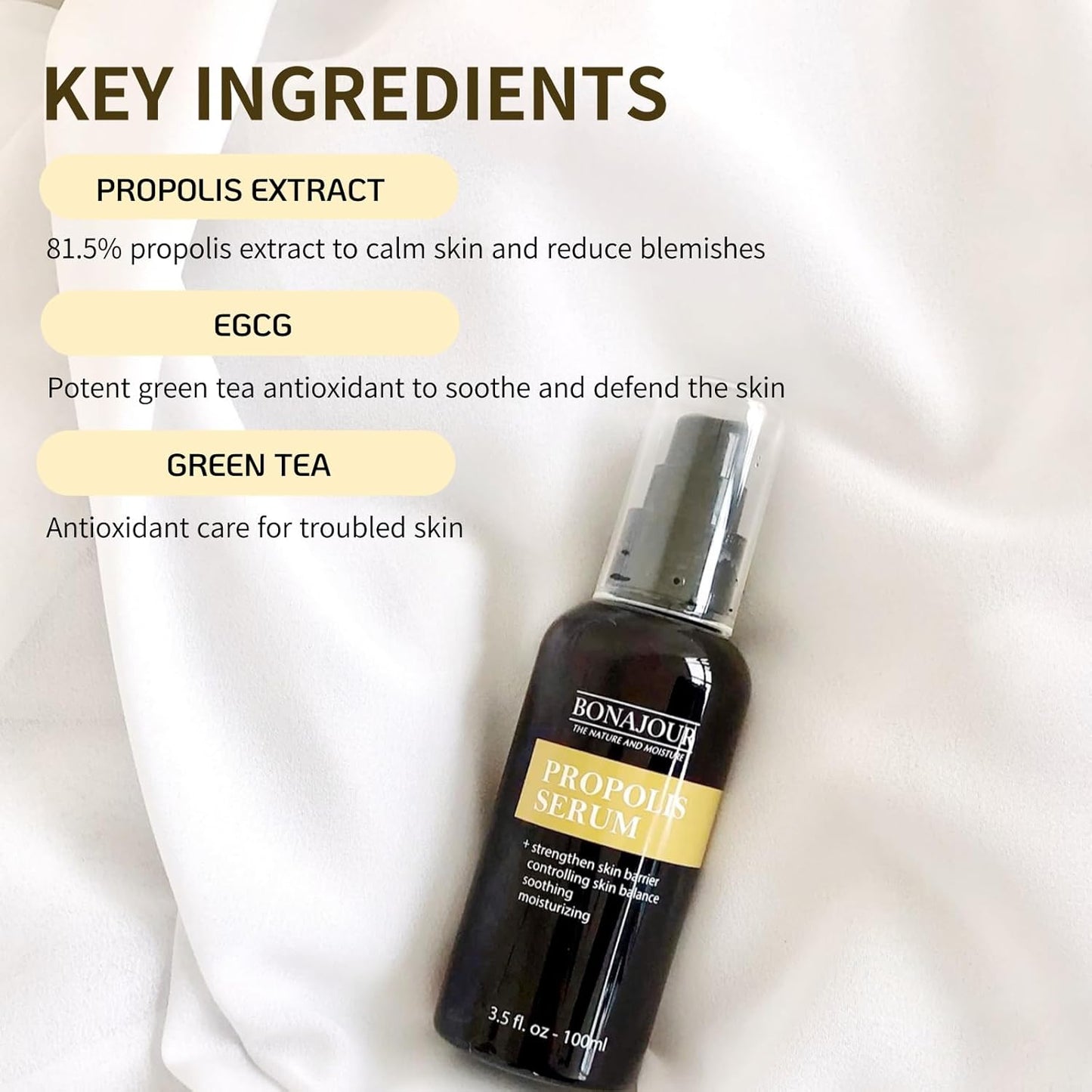 [BONAJOUR] Propolis Serum - The Best Natural Propolis Extract Soothing Gel For Sensitive Skin 3.5 fl.oz (anti-acne, moisturizing, soothing, nutrition)