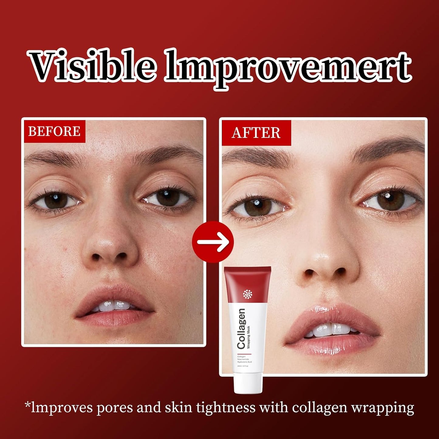 Collagen Night Wrapping Mask Hydrating Peel Off Face Mask for Women Tightening Lifting Facial Mask Skincare Anti Aging Collagen Masks for Wrinkles Fine Line Moisturizing Glowing Glass Skin 2.71oz/80ml