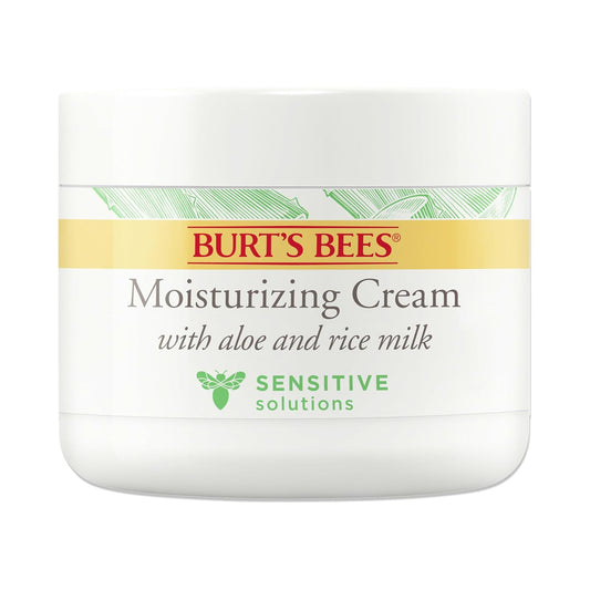 Burt's Bees Sensitive Moisturizing Cream, With Aloe Vera and Rice Milk, Face Moisturizer for Sensitive Skin, 98.8 Percent Natural Origin Skin Care, 3 oz. Package