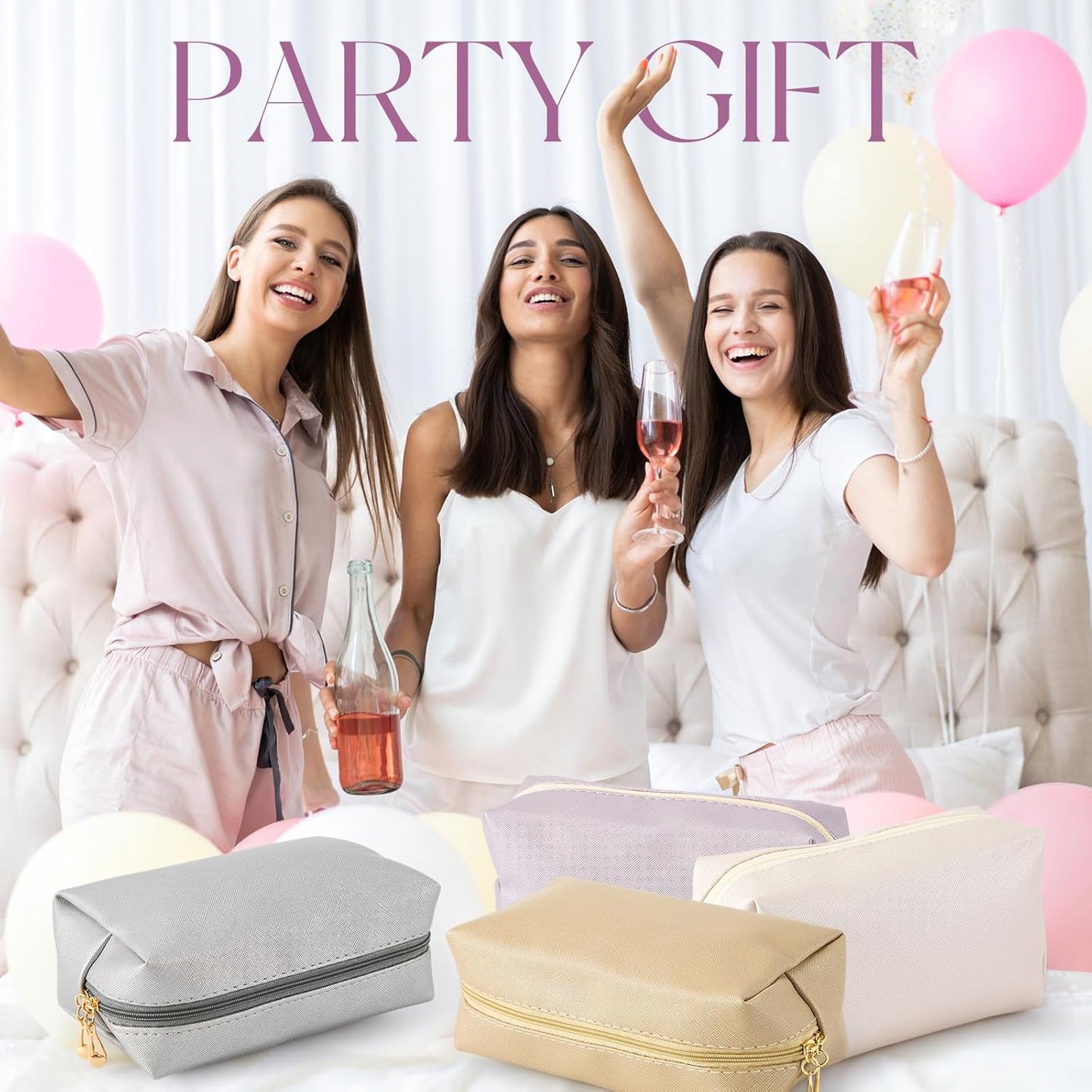 Kigeli 15 Pcs Aesthetic Makeup Bags PU Leather Cosmetic Pouches Waterproof Plain Toiletry Bags Makeup Pouches Bulk for Women Party Gift Travel Storage Organizer(Bright Color)