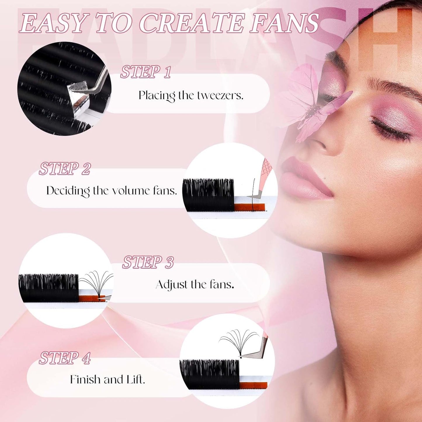 FADLASH Colored Lash Extensions Dark Brown Easy Fan Eyelash Extensions Volume Lashes C/D Curl Lash Extension 0.07 Self Fanning Eyelash Extension (Dark Brown-0.07C, 15-20mm)
