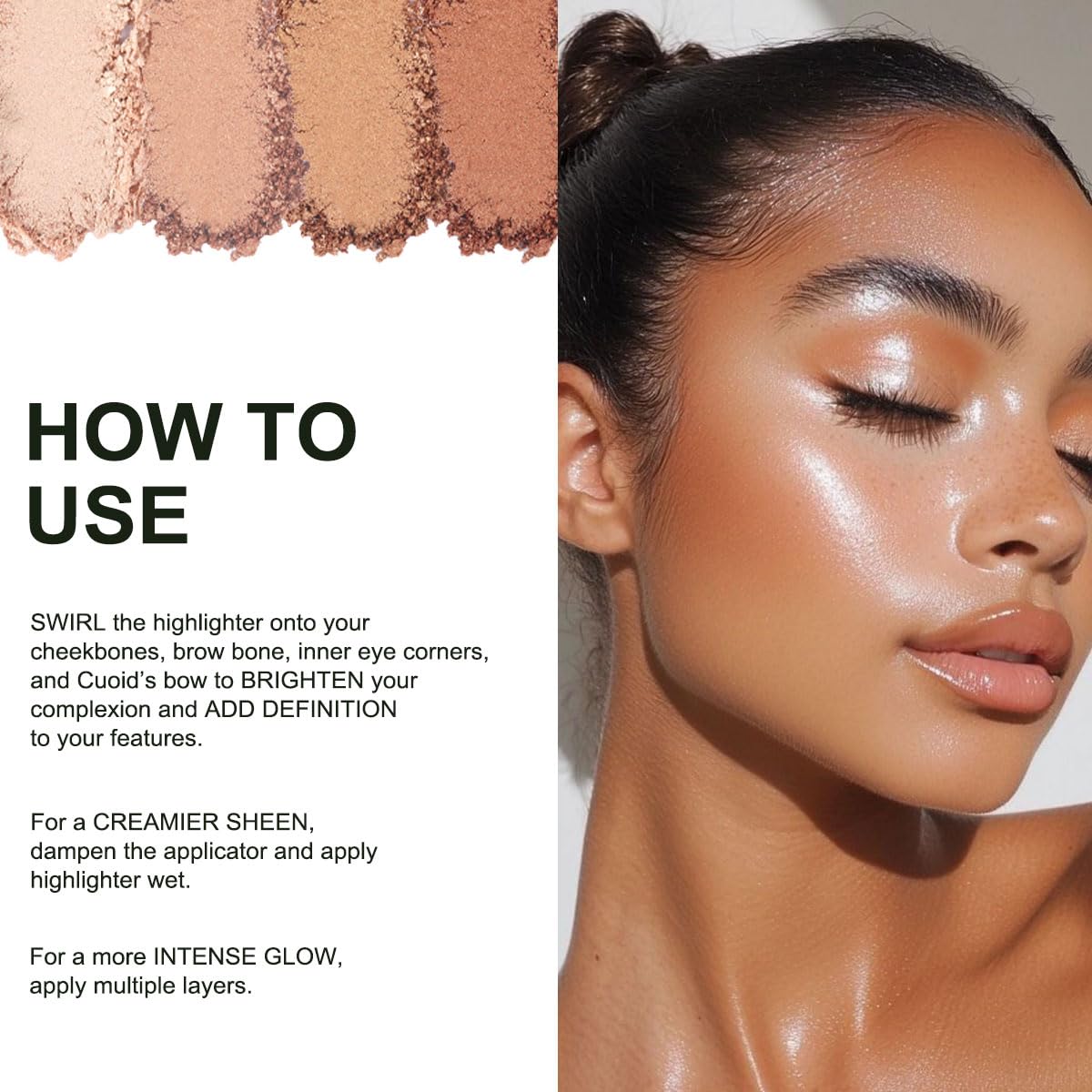 Baked Highlighter Contour Powder Sheer Pearl Shimmer Shades for Face Highlighter Makeup Brighten Up (304-Luminoso)