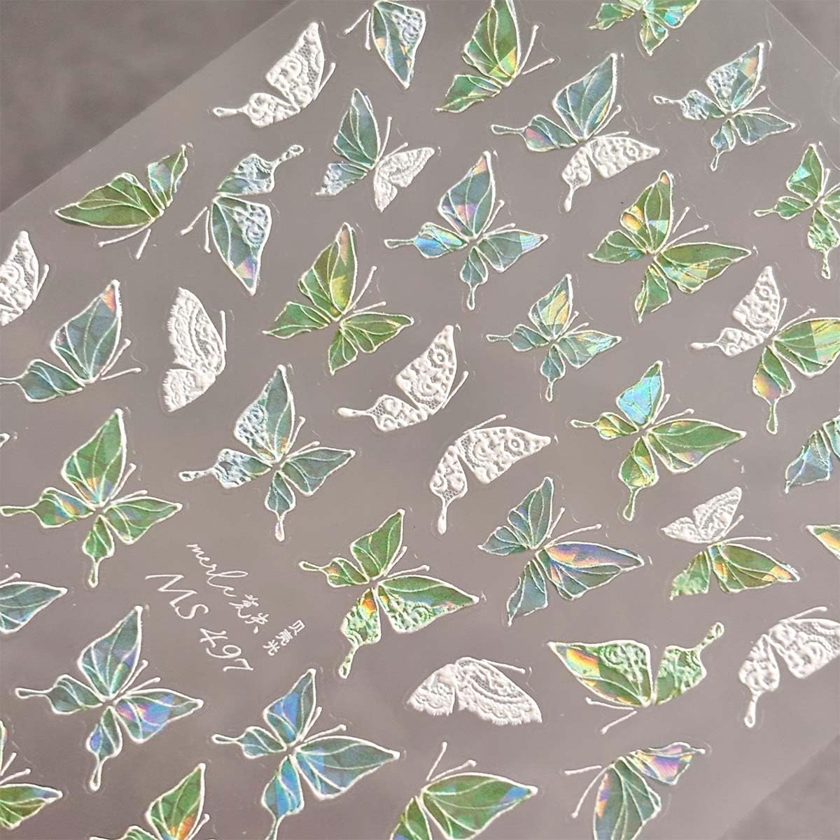 1Sheet Aurora Butterfly Nail Stickers 5D Embossed Butterfly Nails Art Decals Laser Butterflies Nails Designs Summer Nail Decals Cute Shiny Nail Sticker for Women Manicure Decoration