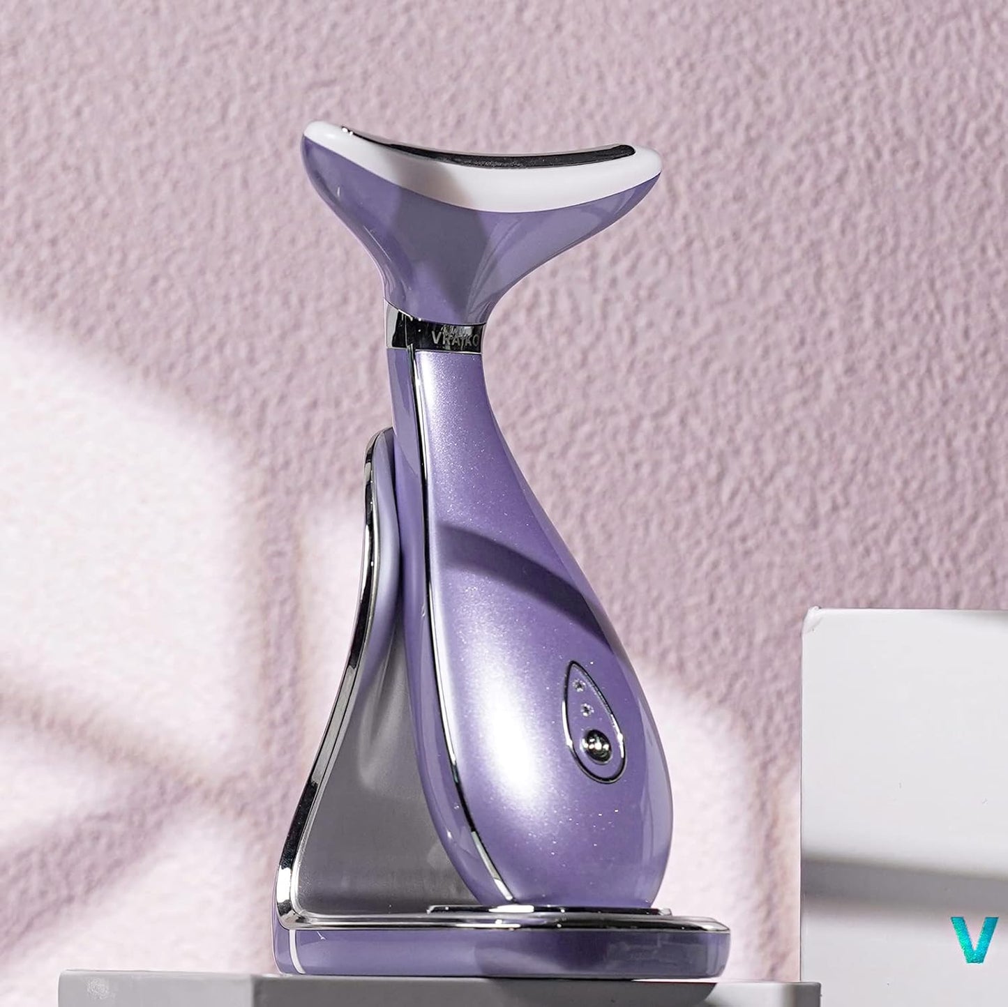Lily Neck Face Massager, Face Sculpting Tool, Skin Rejuvenation Device with Thermal, Triple Action LED and Vibration, for Anti-Aging, Lifting and Tightening Sagging Skin (Violet)