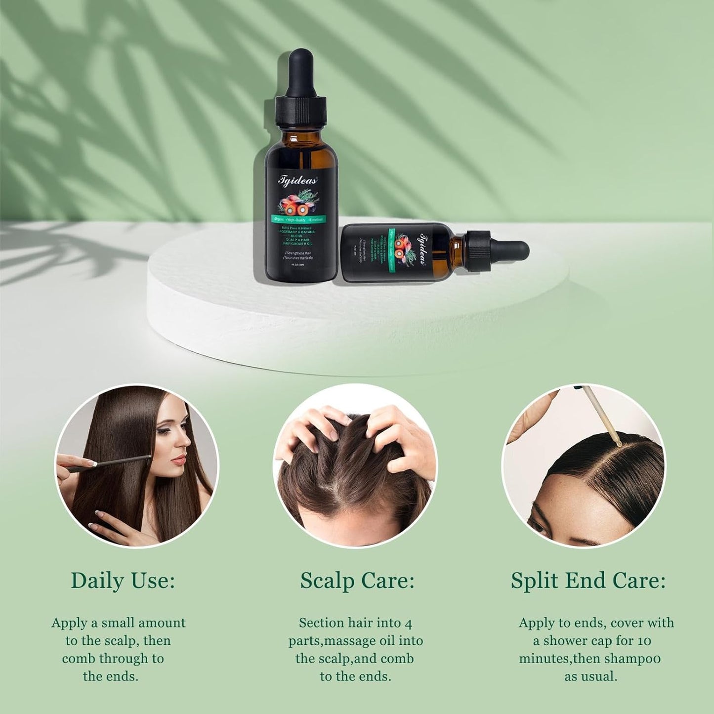 Rosemary Batana Oil - Organic Hair Growth -for Scalp & Hair Strengthening - All Hair Types Treatment Oil - Eyebrow & Eyelash Nourishing