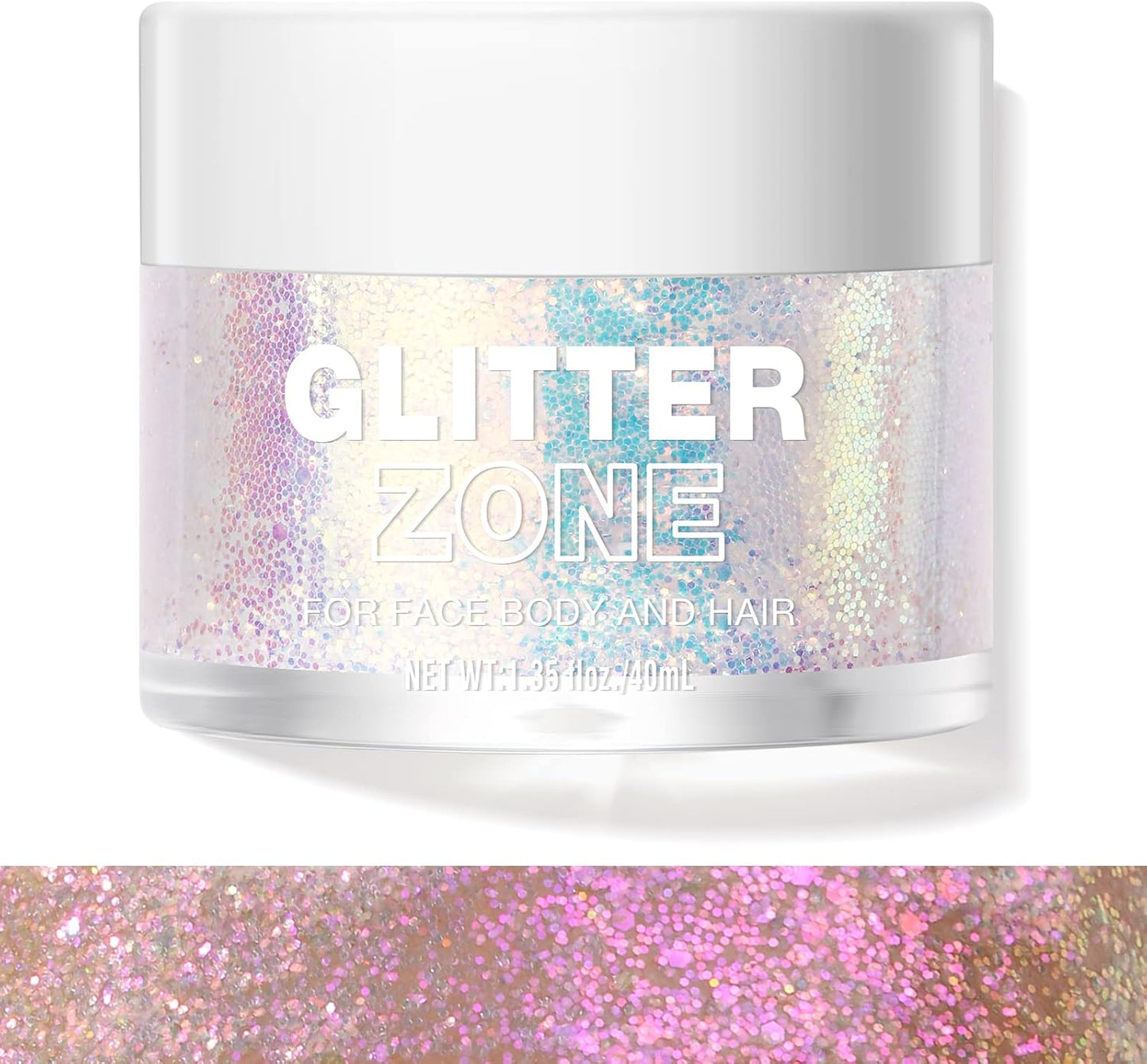 LANGMANNI Holographic Body Glitter Gel for Body, Face, Hair and Lip.Color Changing Glitter Gel Under Light. Vegan & Cruelty Free-1.35 oz (2# Sparkling Pink)