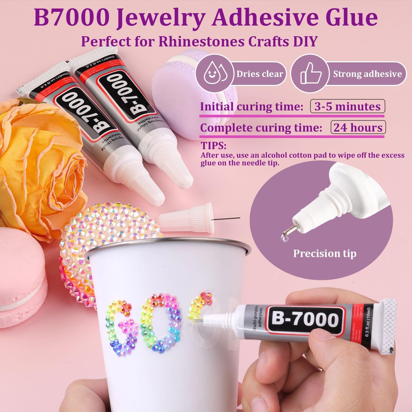 2 Boxes Jelly Rhinestones for Bedazzling, 30600Pcs 3mm & 5mm Multicolor Flatback Resin Gems for Crafting, Bedazzler Kit with 2Pcs 10ml B7000 Jewelry Glue for DIY Crafts Book Fabric Decor Nail Art