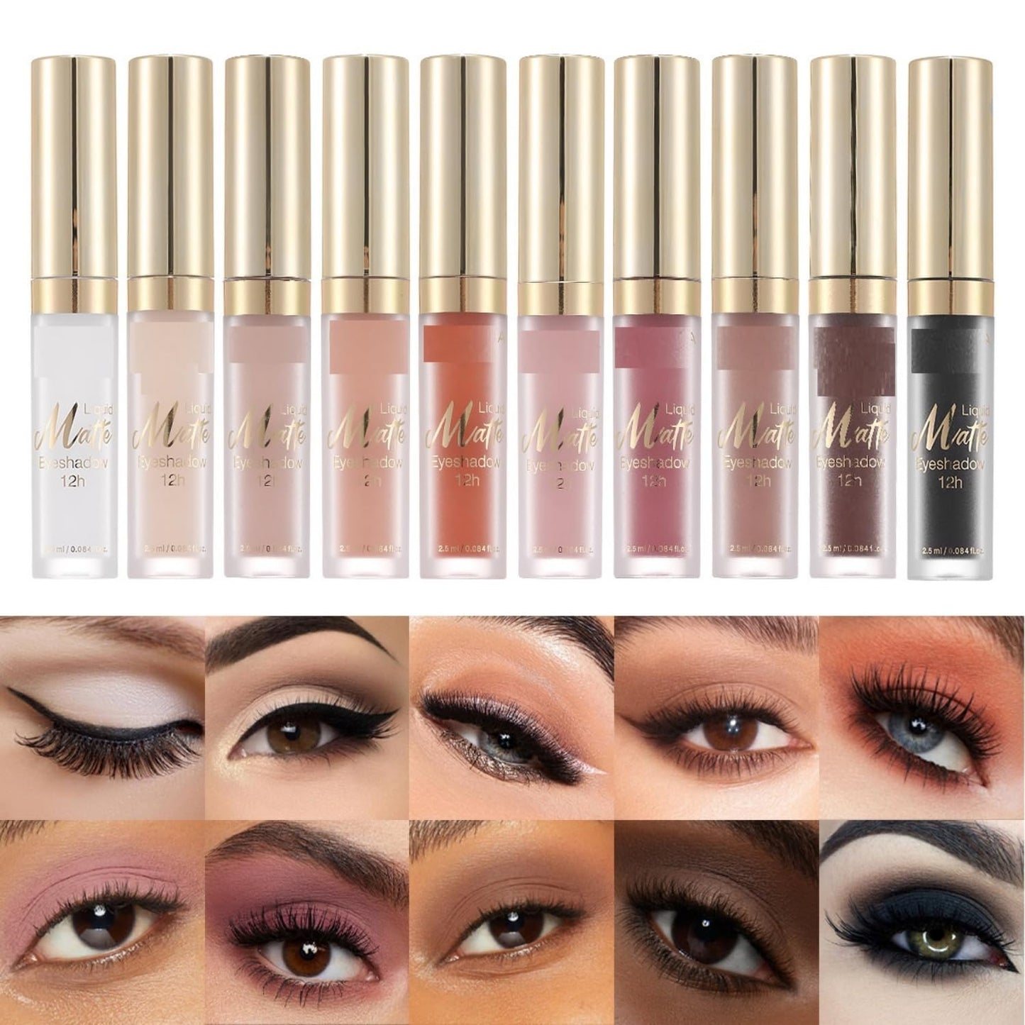 MAEPEOR Matte Liquid Eyeshadow 10 Colors Naked Smooth Creamy Eyeshadow Long Lasting and Waterproof Lightweight Cream Eye Shadow (P01 Birch)