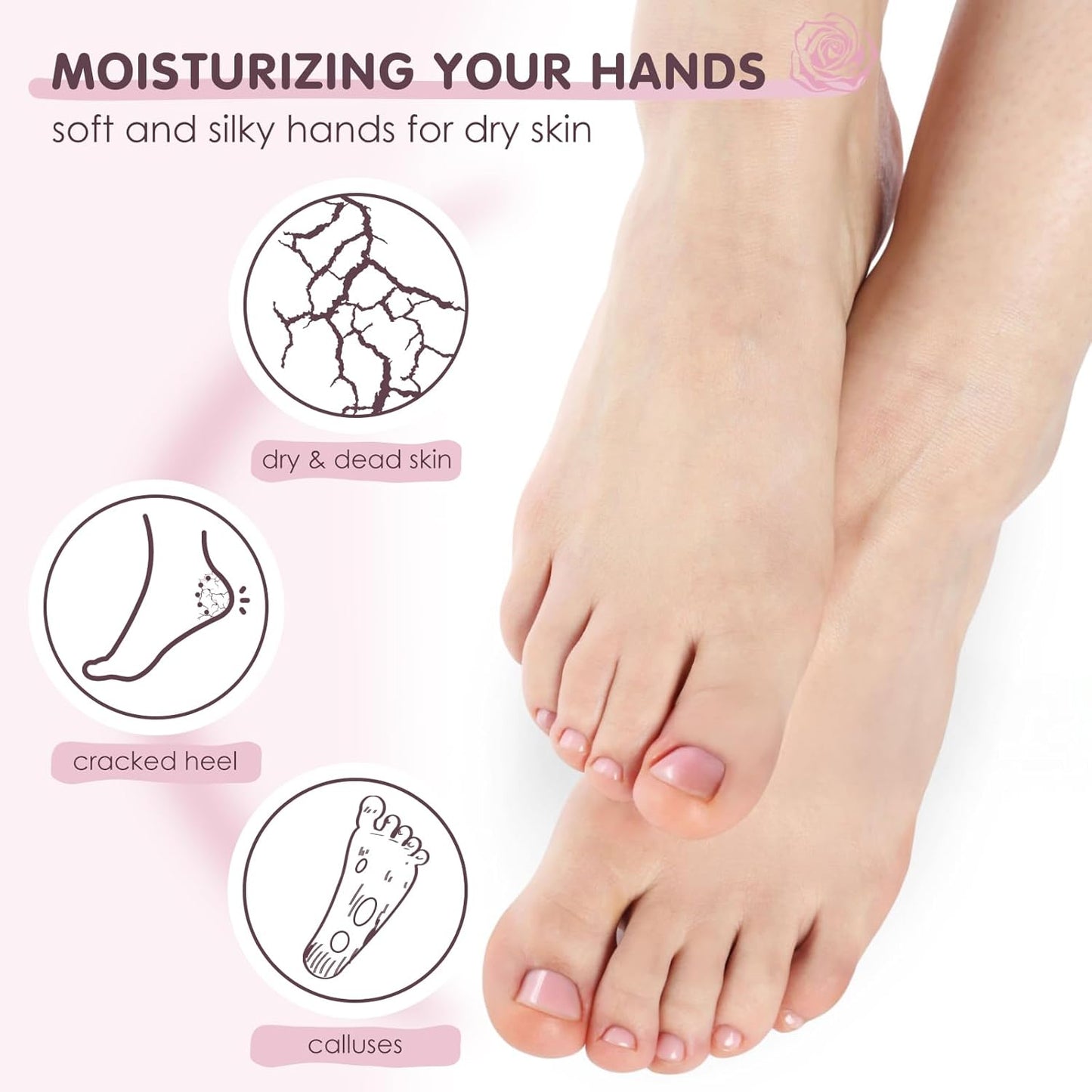 AUSLKA Moisturizing Foot Mask, Moisturizing Socks, Hydrating Moisturizer Sock for Dry Cracked Feet Heel, Leave Your Feet Moisture and Smooth(Shea Butter) - 6 Packs