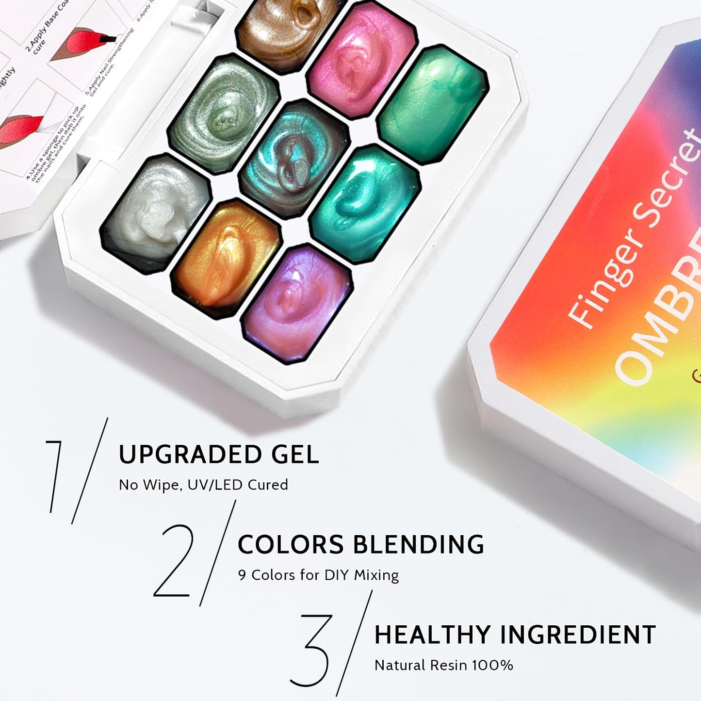 Sponge Pat Paint Nail Gel, Blending Colors Ombre Nails Gradient Gel Nail Blush Blooming Aura Nails Drawing Stripper Floral Painting Nail Art, No Wipe, Aurora Mermaid Chrome Silk Satin (9 Colors L)