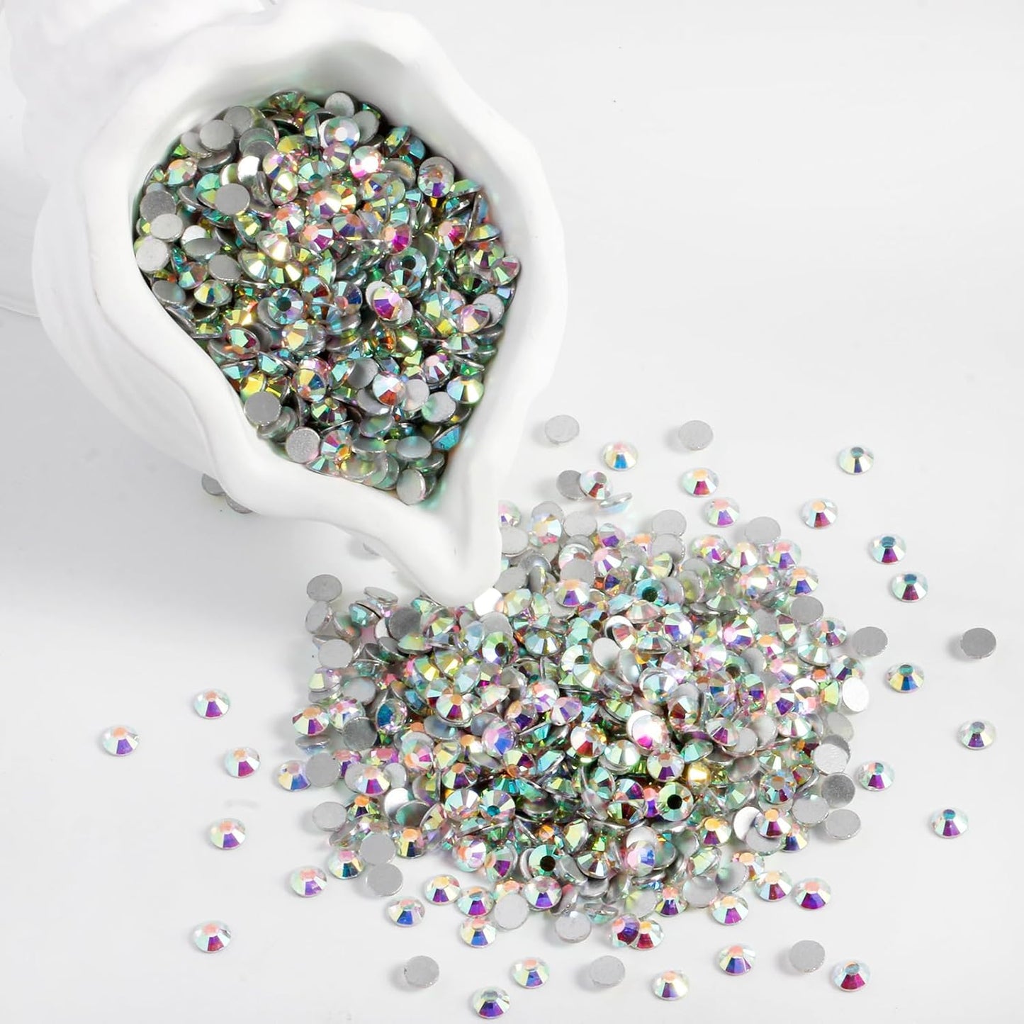 2000PCS SS16 Flatback Rhinestones | 12-Facet Diamond-Cut Glass Gems for Nail Art, Clothing, DIY Crafts |Glue-On Decoration Stones with Silver Backing(Crystal AB)
